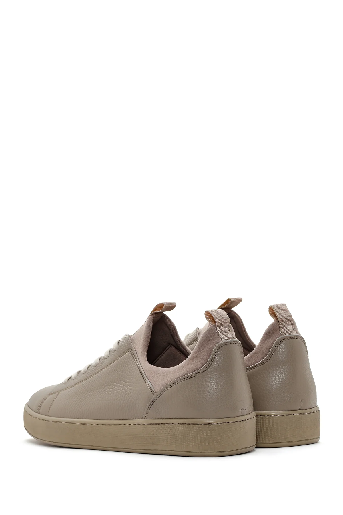Erkek Vizon Bağcıklı Deri Sneaker - Image 5