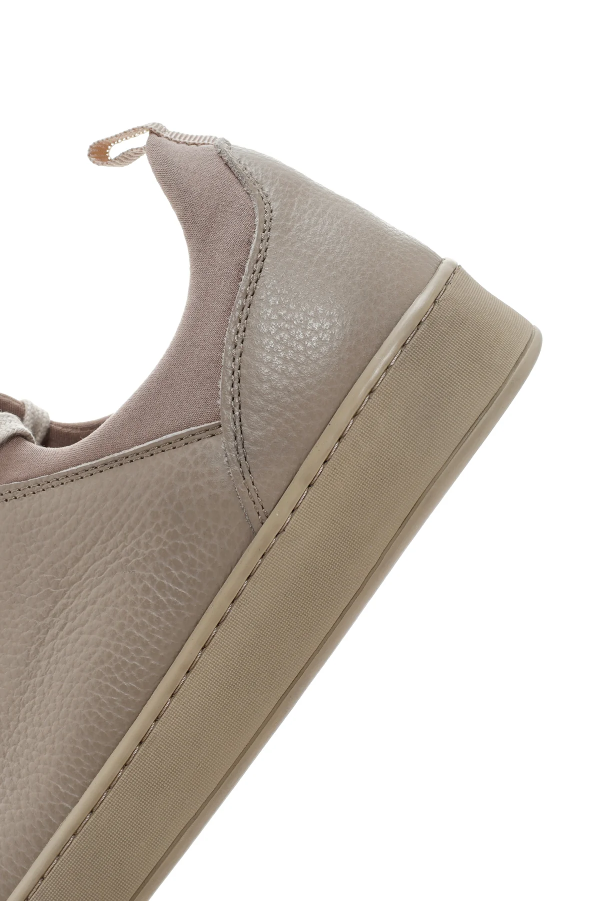 Erkek Vizon Bağcıklı Deri Sneaker - Image 7