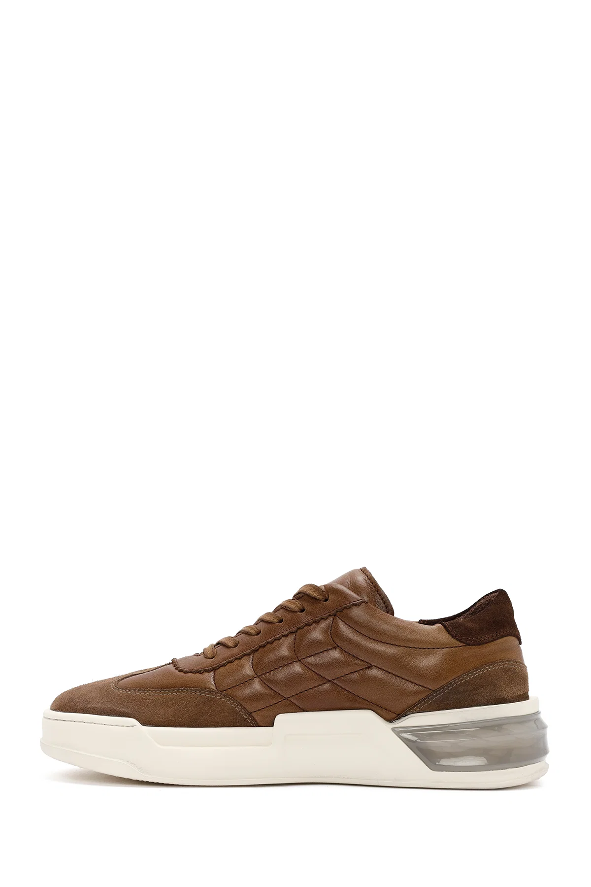 Erkek Vizon Bağcıklı Deri Sneaker - Image 2