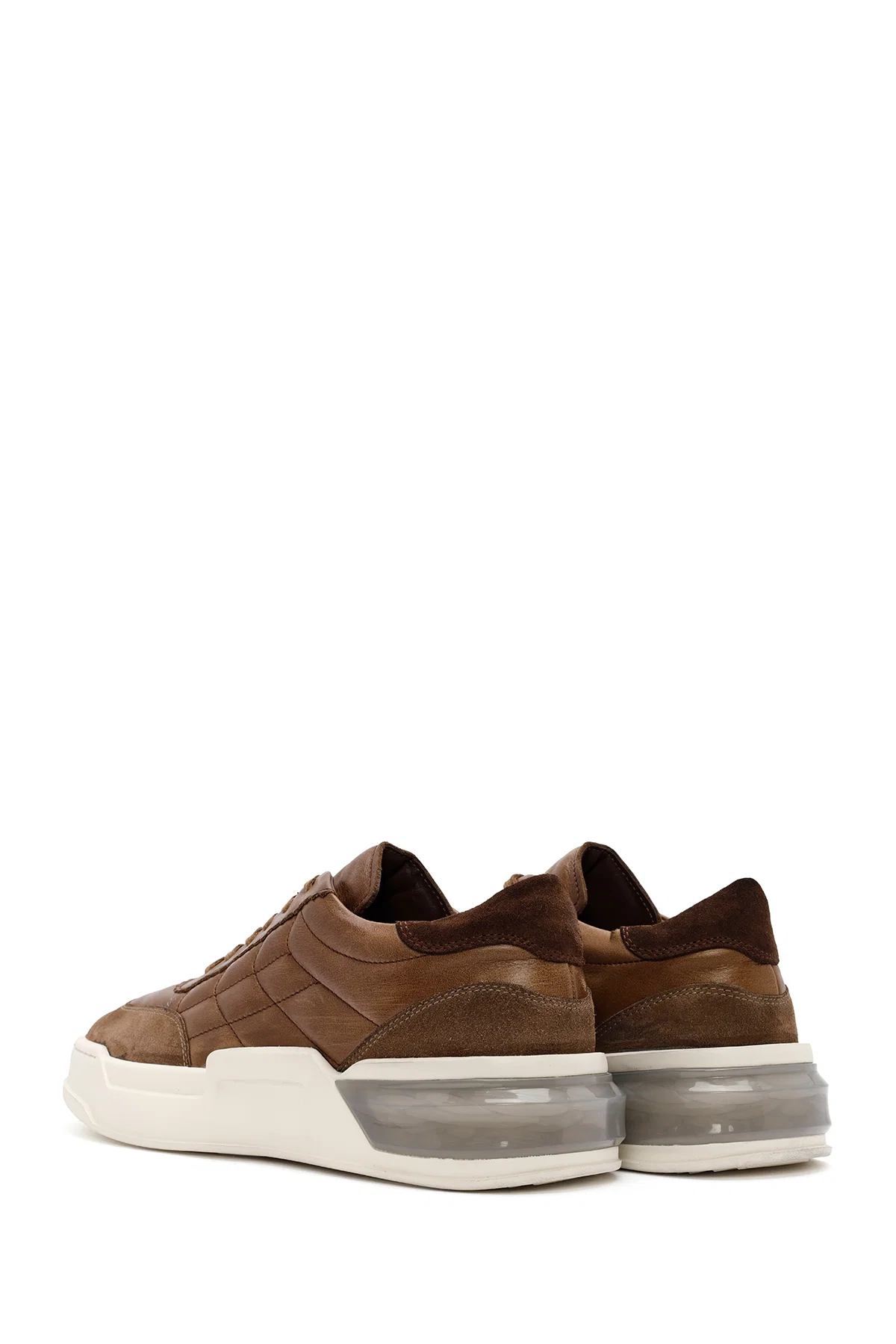 Erkek Vizon Bağcıklı Deri Sneaker - Image 5