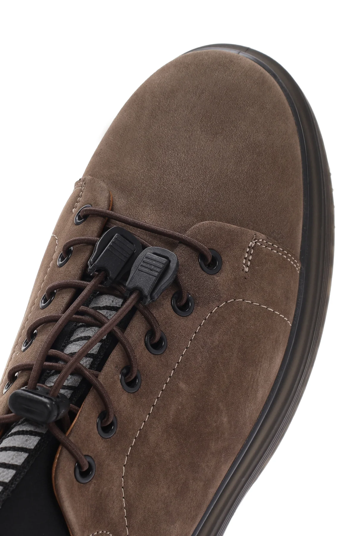 Erkek Vizon Bağcıklı Kalın Tabanlı Deri Casual Sneaker - Image 10