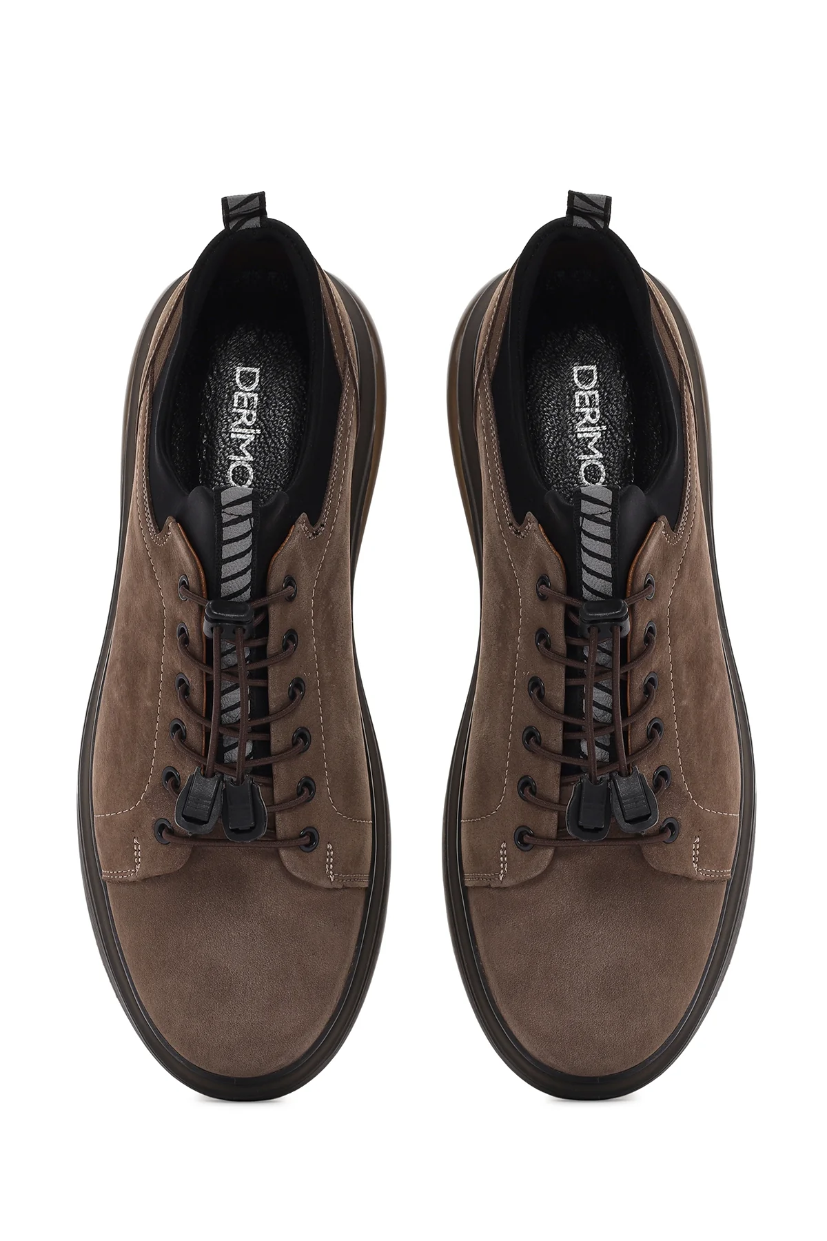 Erkek Vizon Bağcıklı Kalın Tabanlı Deri Casual Sneaker - Image 7