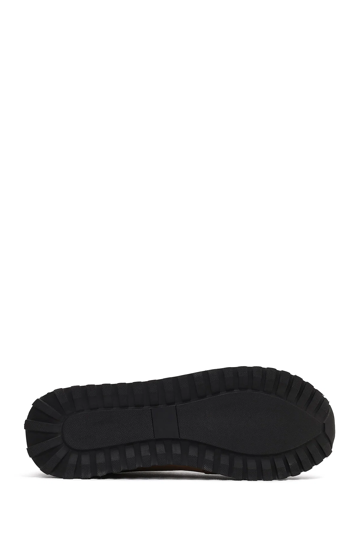 Erkek Vizon Bağcıklı Kalın Tabanlı Nubuk Deri Casual Sneaker - Image 4
