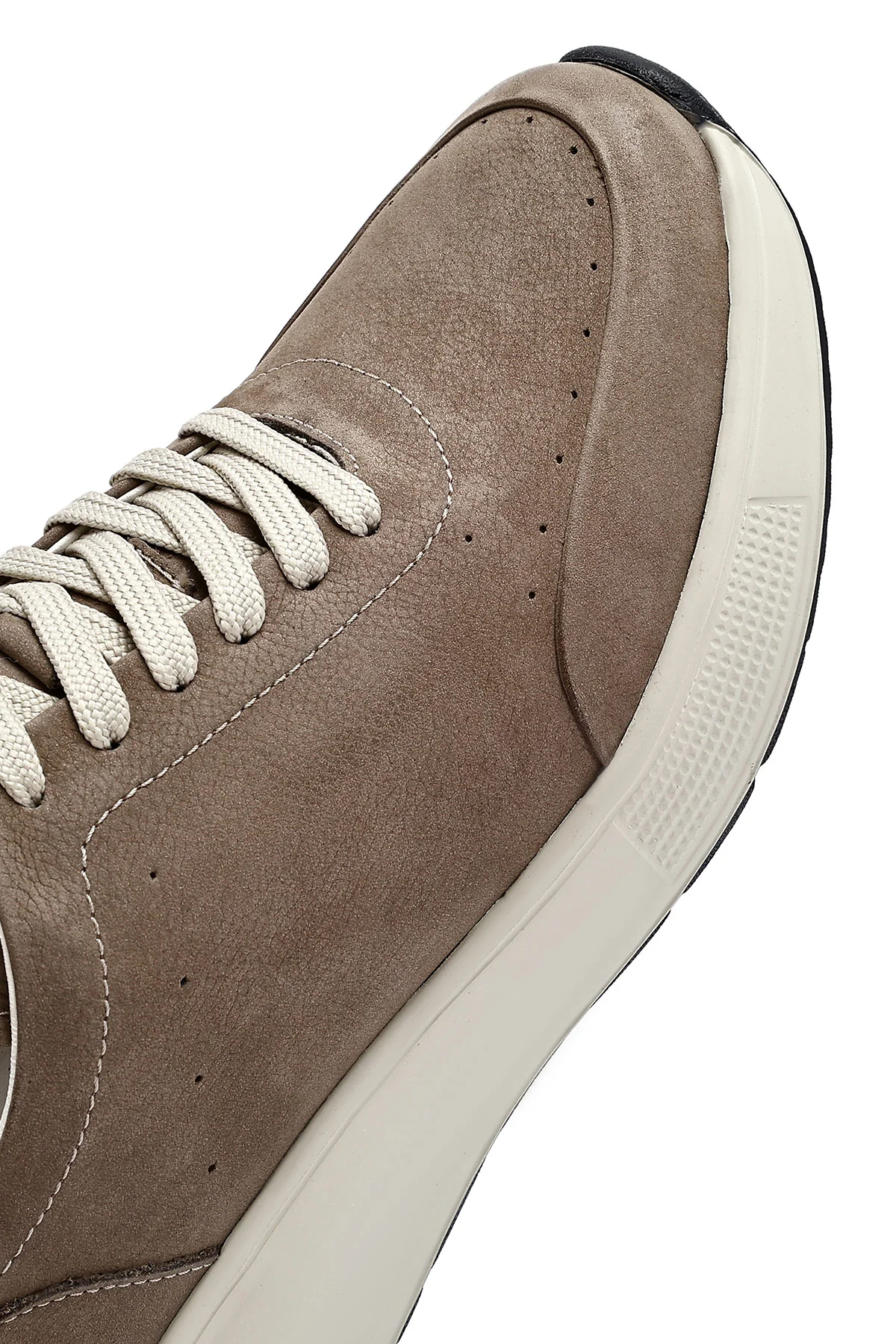 Erkek Vizon Bağcıklı Kalın Tabanlı Nubuk Deri Sneaker - Image 10
