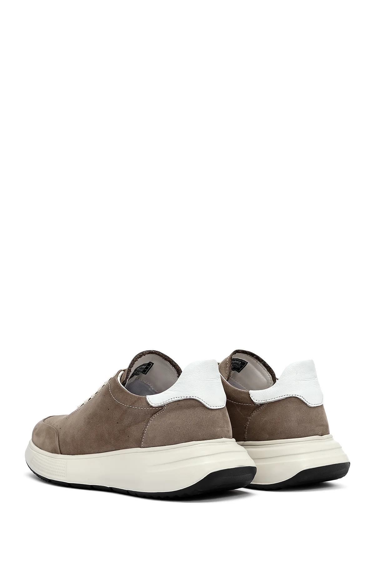 Erkek Vizon Bağcıklı Kalın Tabanlı Nubuk Deri Sneaker - Image 5