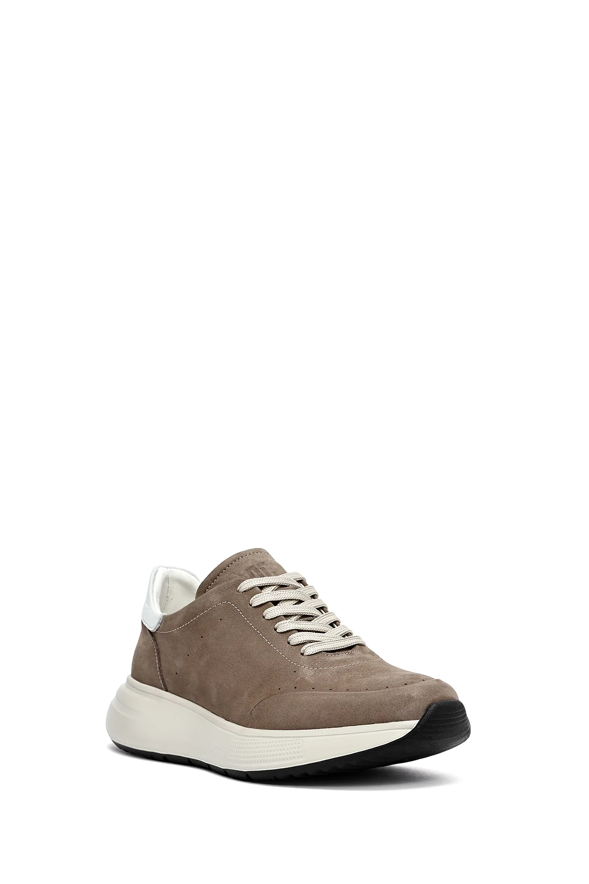 Erkek Vizon Bağcıklı Kalın Tabanlı Nubuk Deri Sneaker - Image 6