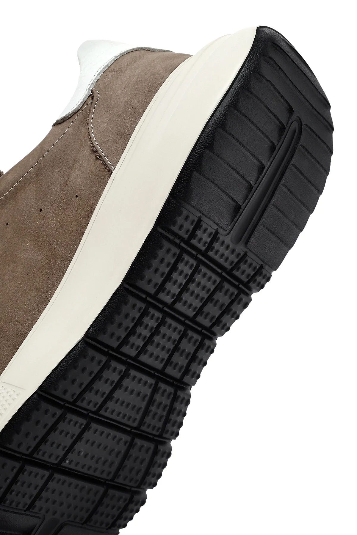 Erkek Vizon Bağcıklı Kalın Tabanlı Nubuk Deri Sneaker - Image 8