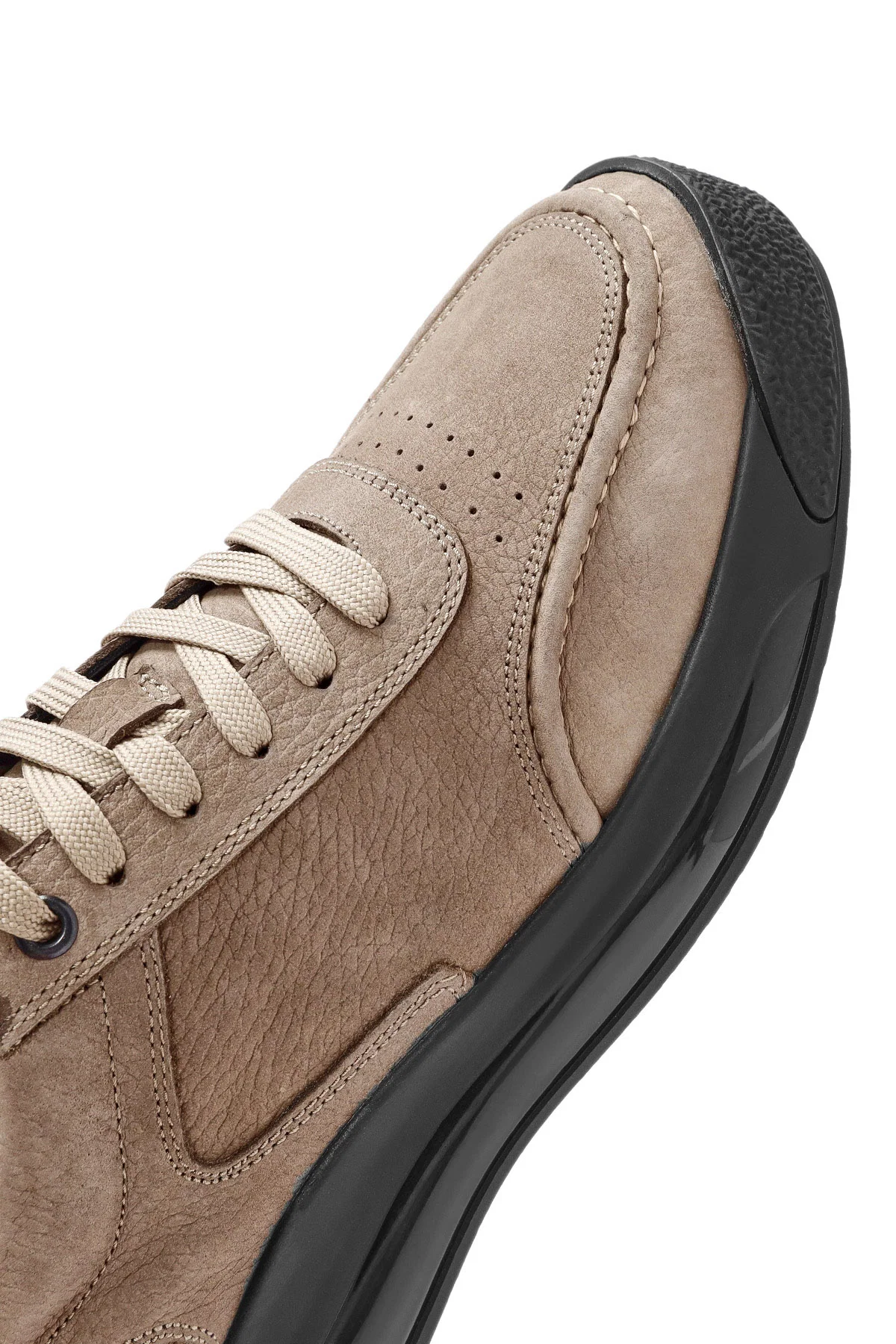Erkek Vizon Bağcıklı Kalın Tabanlı Nubuk Deri Sneaker - Image 10