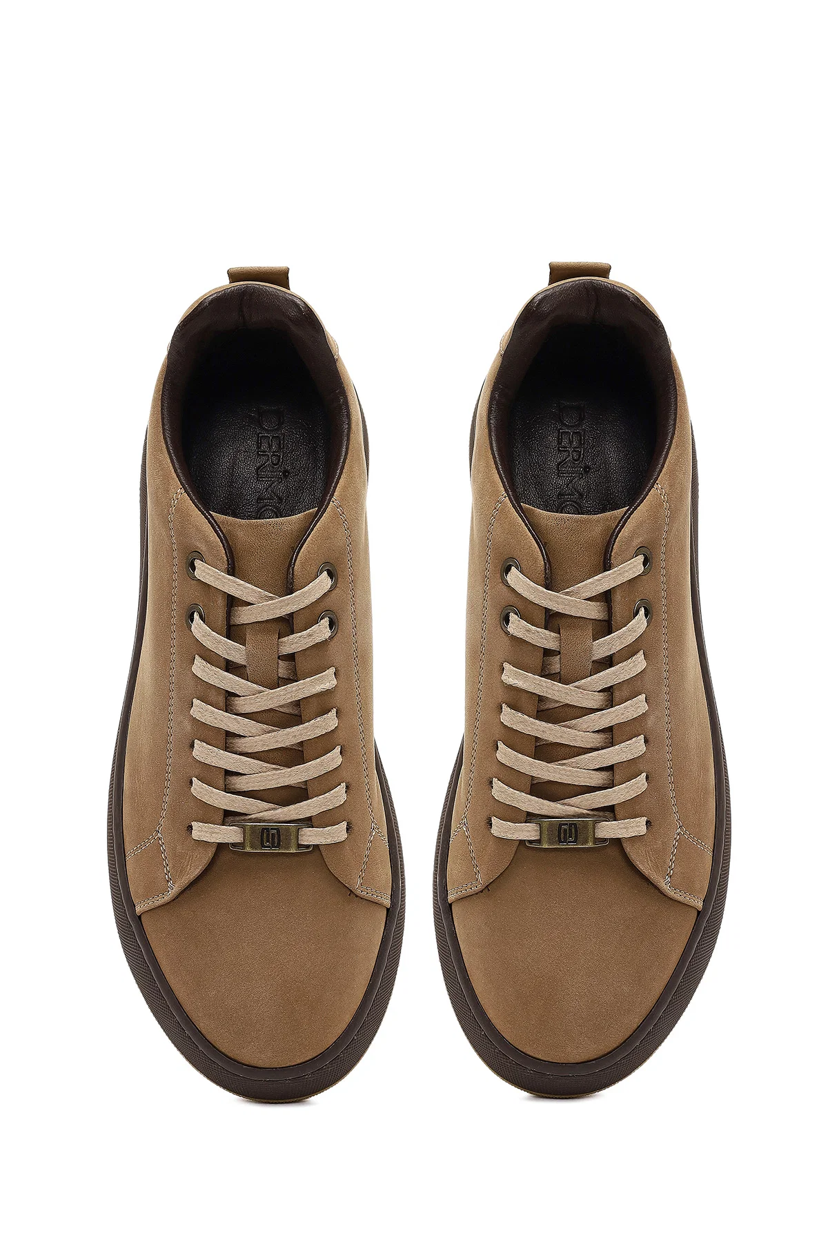 Erkek Vizon Bağcıklı Kalın Tabanlı Nubuk Deri Sneaker - Image 7