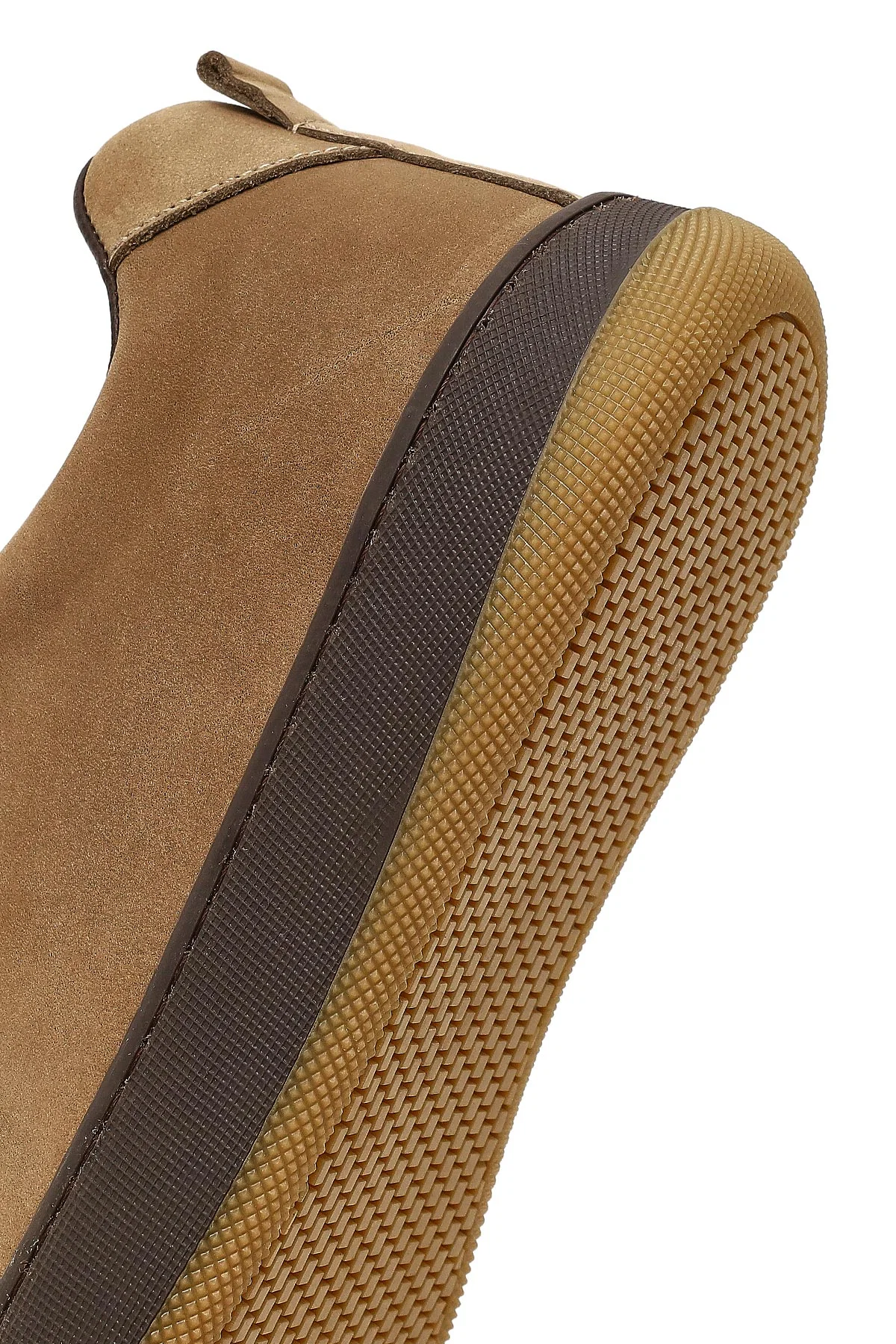 Erkek Vizon Bağcıklı Kalın Tabanlı Nubuk Deri Sneaker - Image 8