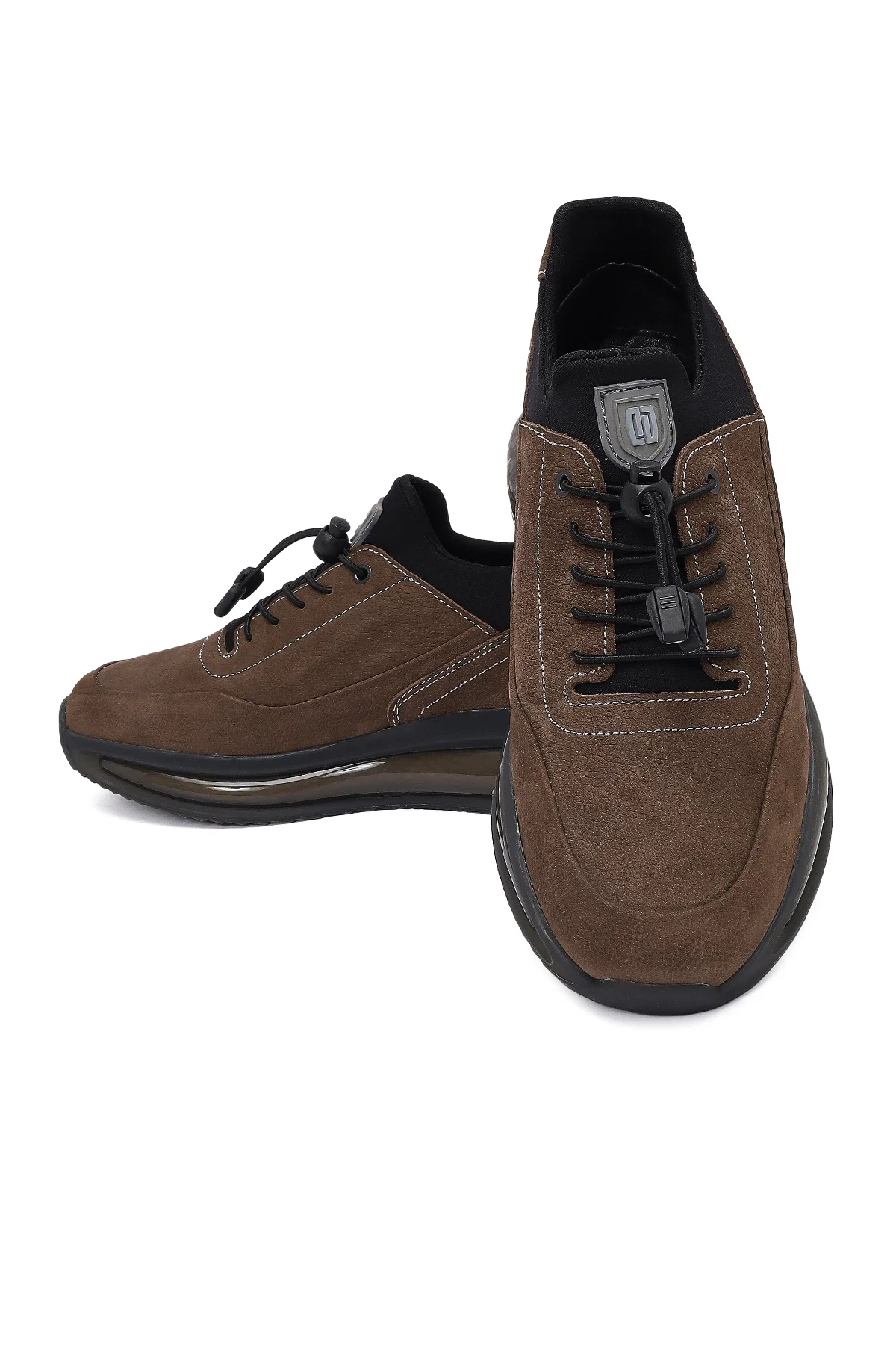 Erkek Vizon Bağcıklı Kalın Tabanlı Nubuk Deri Sneaker - Image 11
