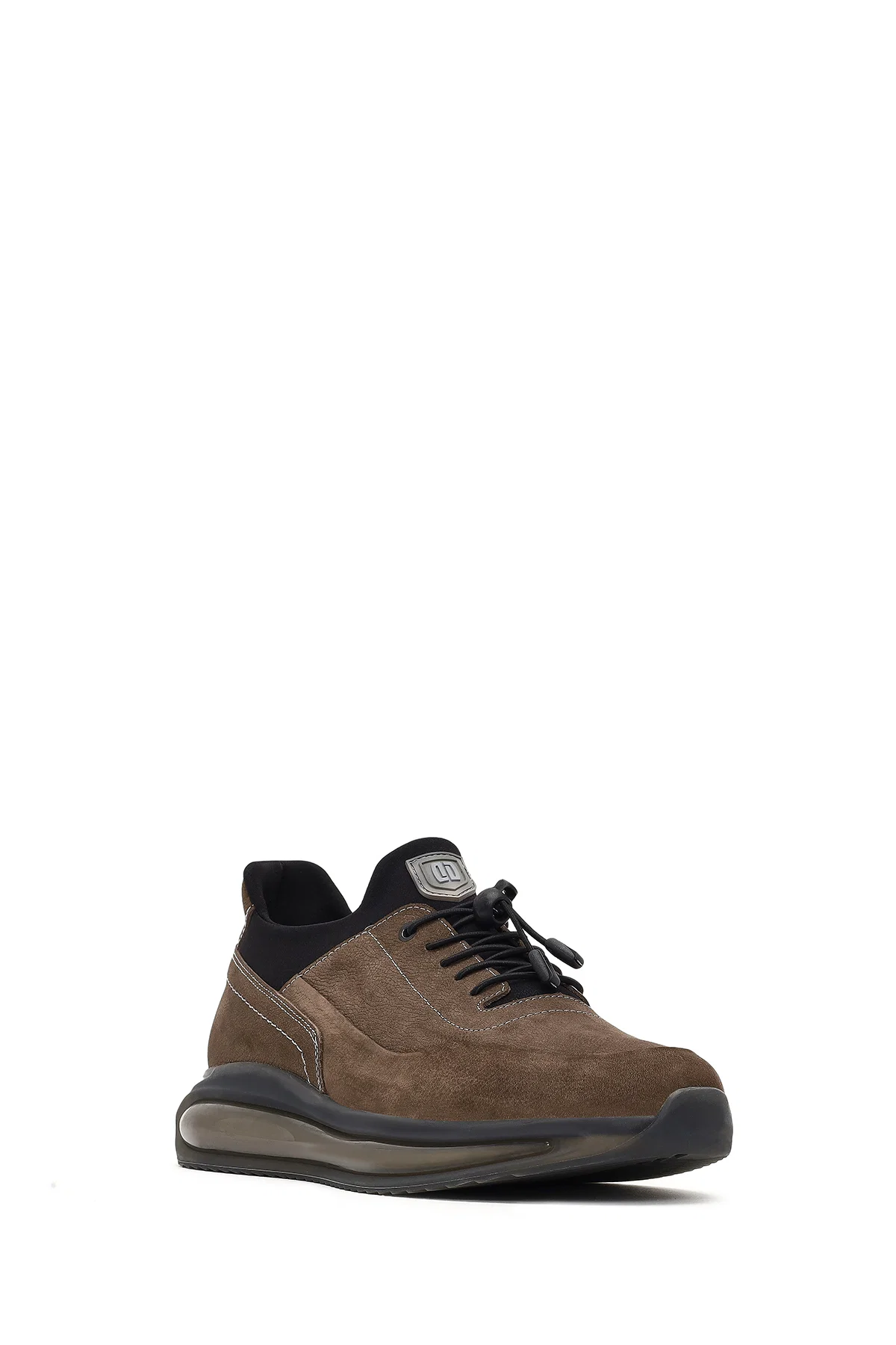 Erkek Vizon Bağcıklı Kalın Tabanlı Nubuk Deri Sneaker - Image 6