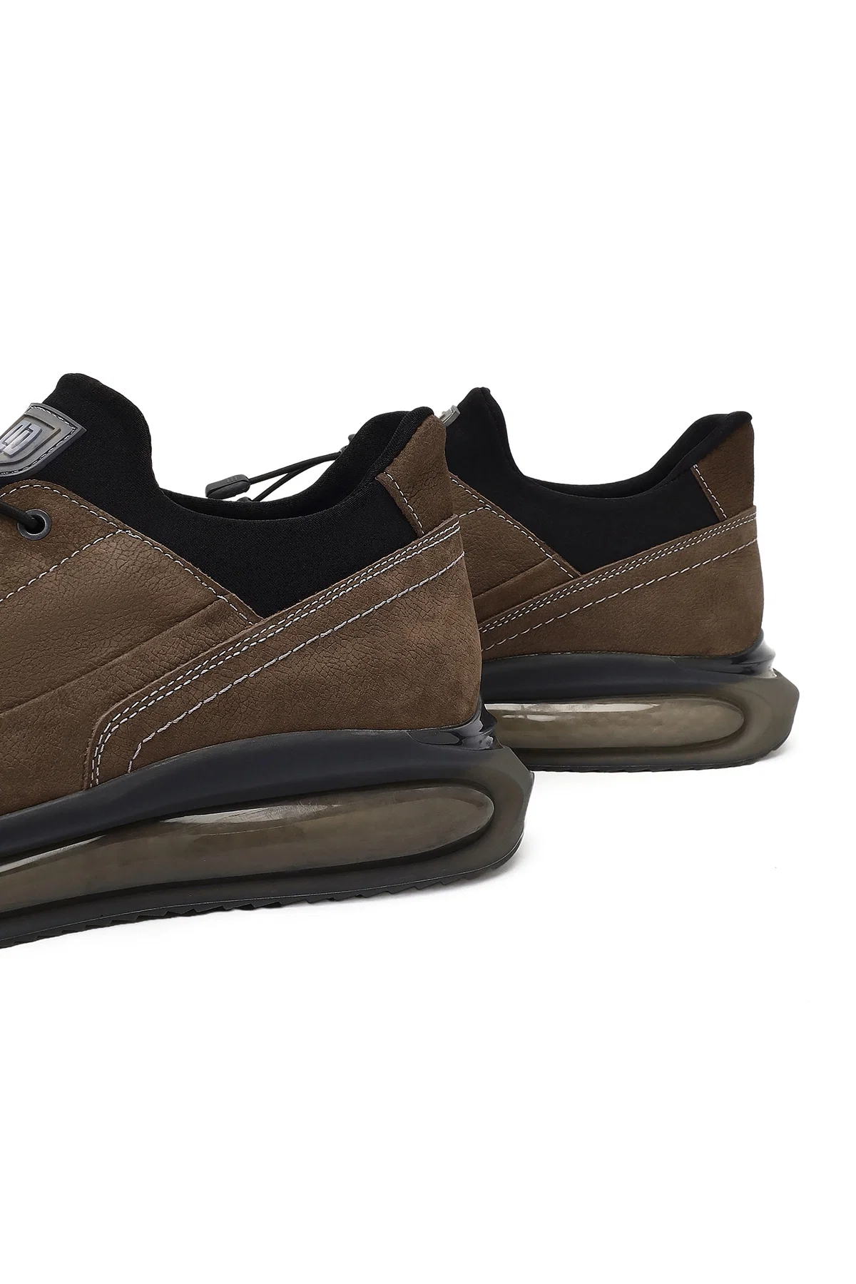 Erkek Vizon Bağcıklı Kalın Tabanlı Nubuk Deri Sneaker - Image 9