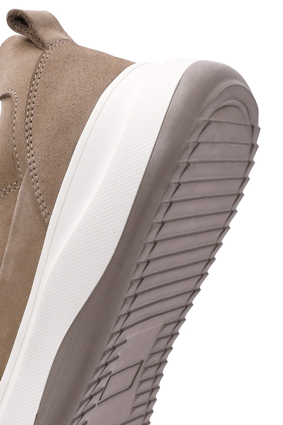 Erkek Vizon Bağcıklı Kalın Tabanlı Nubuk Deri Sneaker - Image 10