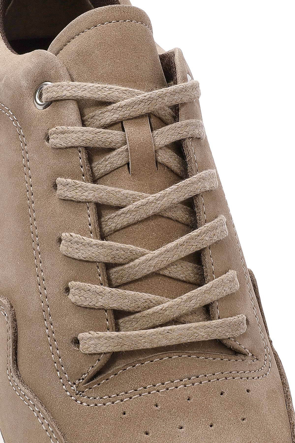 Erkek Vizon Bağcıklı Kalın Tabanlı Nubuk Deri Sneaker - Image 9