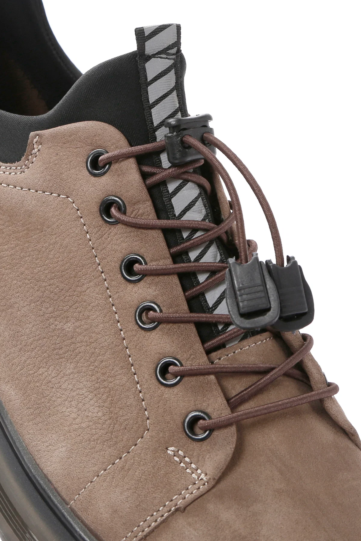 Erkek Vizon Bağcıklı Kalın Tabanlı Süet Deri Casual Sneaker - Image 11