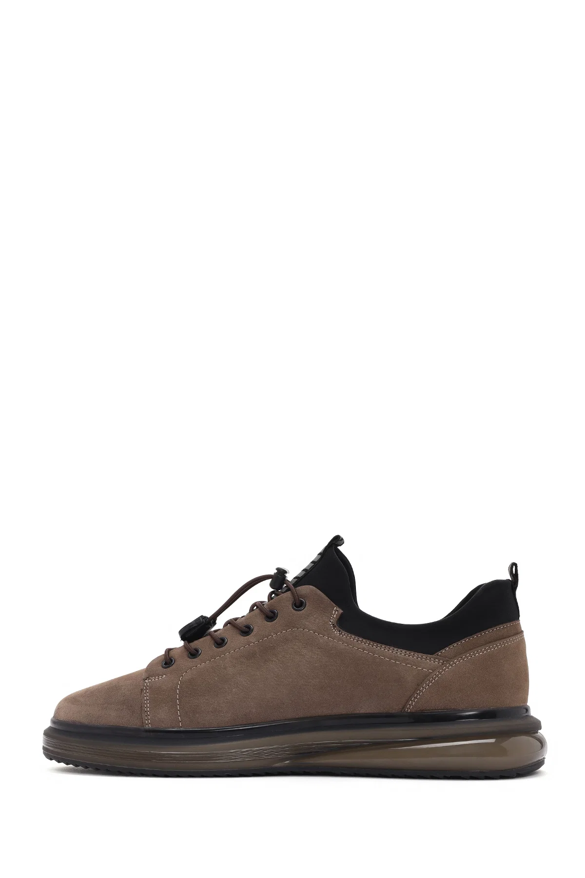 Erkek Vizon Bağcıklı Kalın Tabanlı Süet Deri Casual Sneaker - Image 2