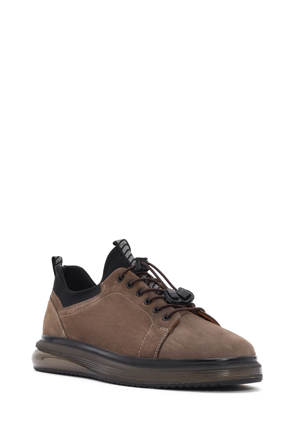 Erkek Vizon Bağcıklı Kalın Tabanlı Süet Deri Casual Sneaker - Image 6