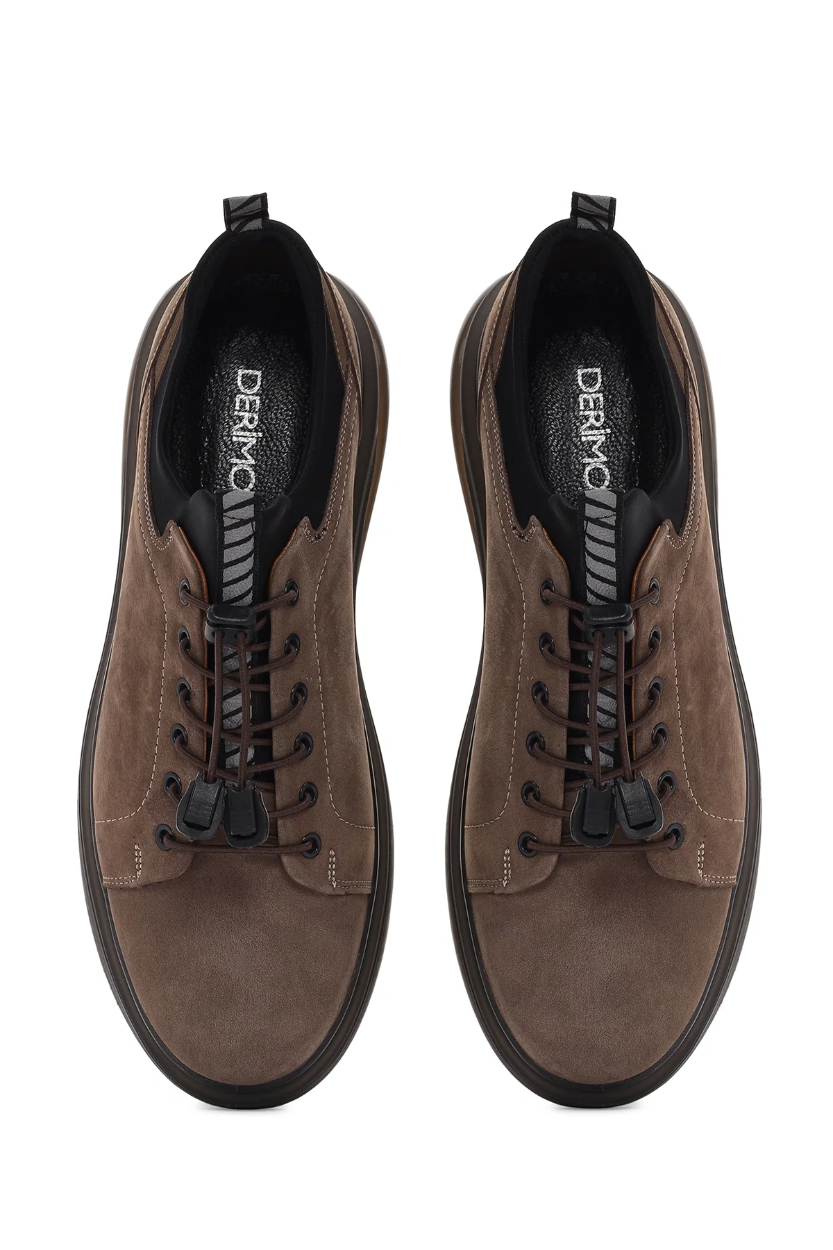 Erkek Vizon Bağcıklı Kalın Tabanlı Süet Deri Casual Sneaker - Image 7