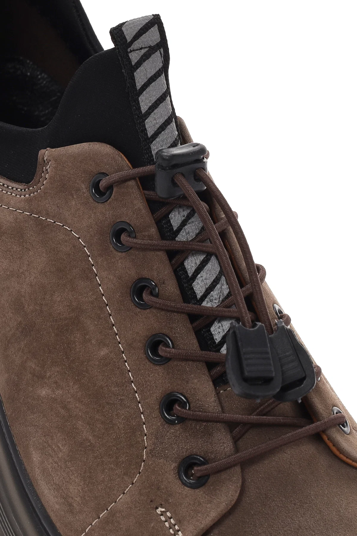 Erkek Vizon Bağcıklı Kalın Tabanlı Süet Deri Casual Sneaker - Image 9