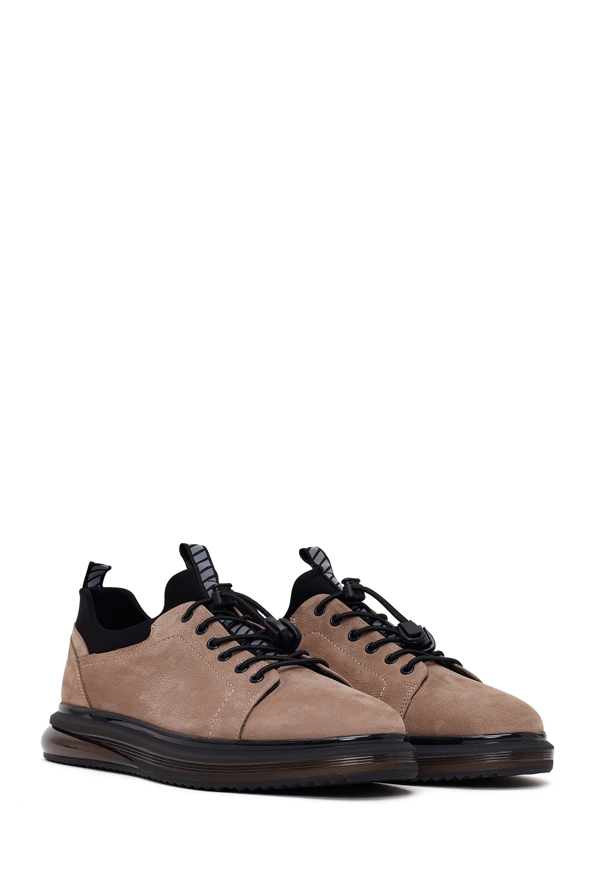 Erkek Vizon Bağcıklı Kalın Tabanlı Süet Deri Casual Sneaker - Image 2