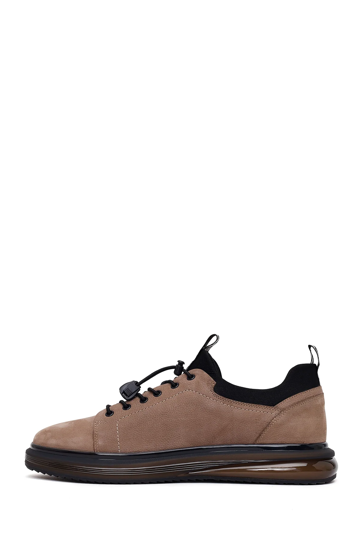 Erkek Vizon Bağcıklı Kalın Tabanlı Süet Deri Casual Sneaker - Image 3