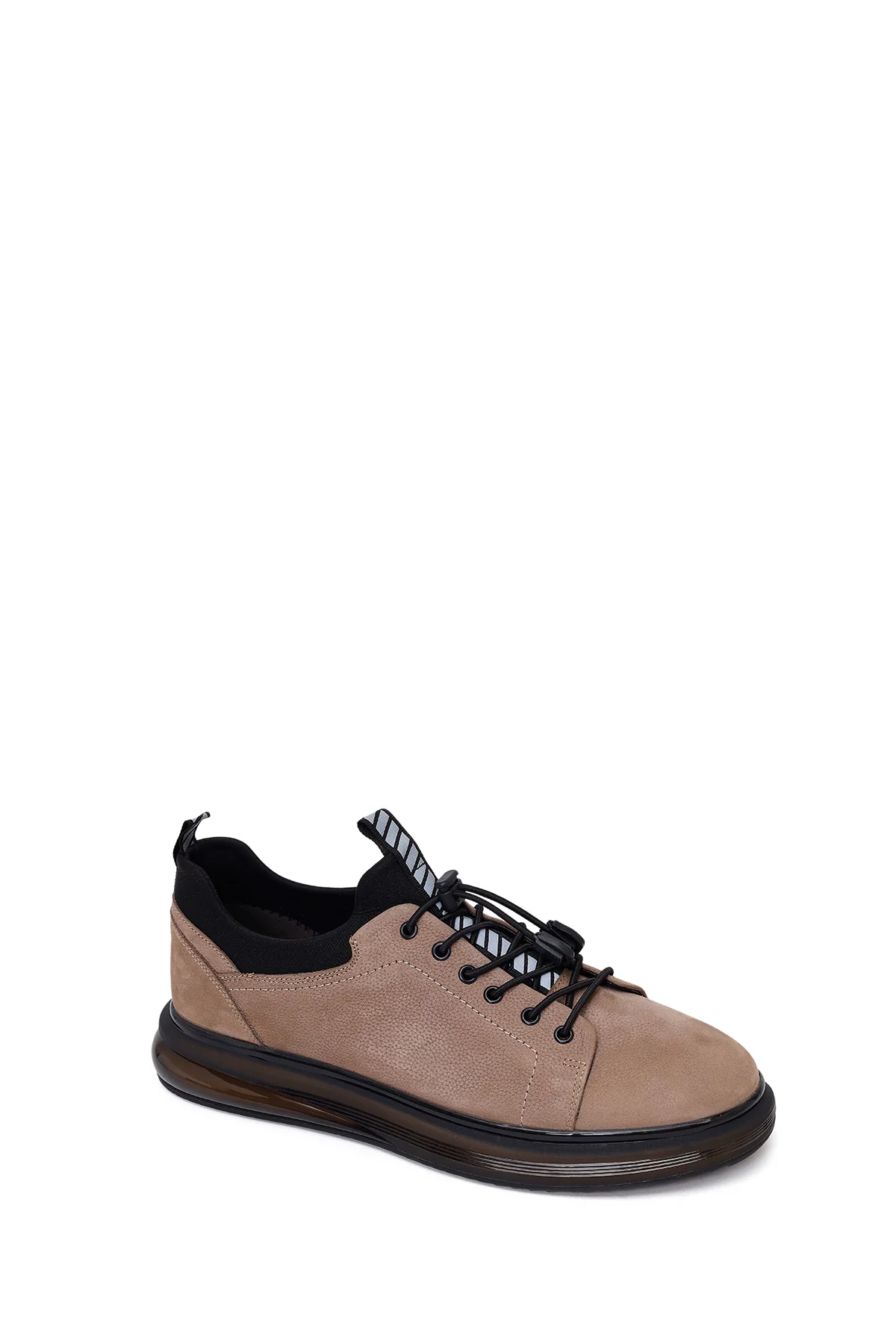 Erkek Vizon Bağcıklı Kalın Tabanlı Süet Deri Casual Sneaker - Image 7
