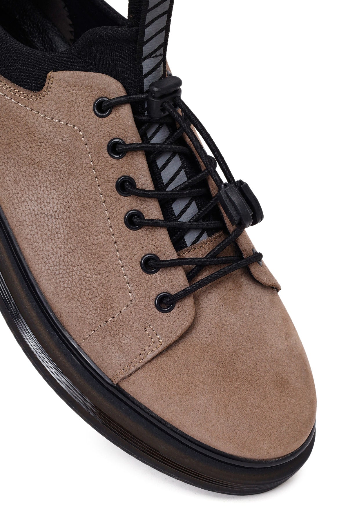 Erkek Vizon Bağcıklı Kalın Tabanlı Süet Deri Casual Sneaker - Image 9