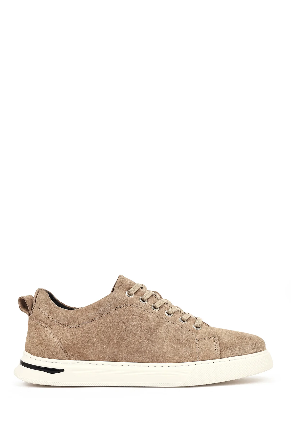 Erkek Vizon Bağcıklı Kalın Tabanlı Süet Deri Casual Sneaker