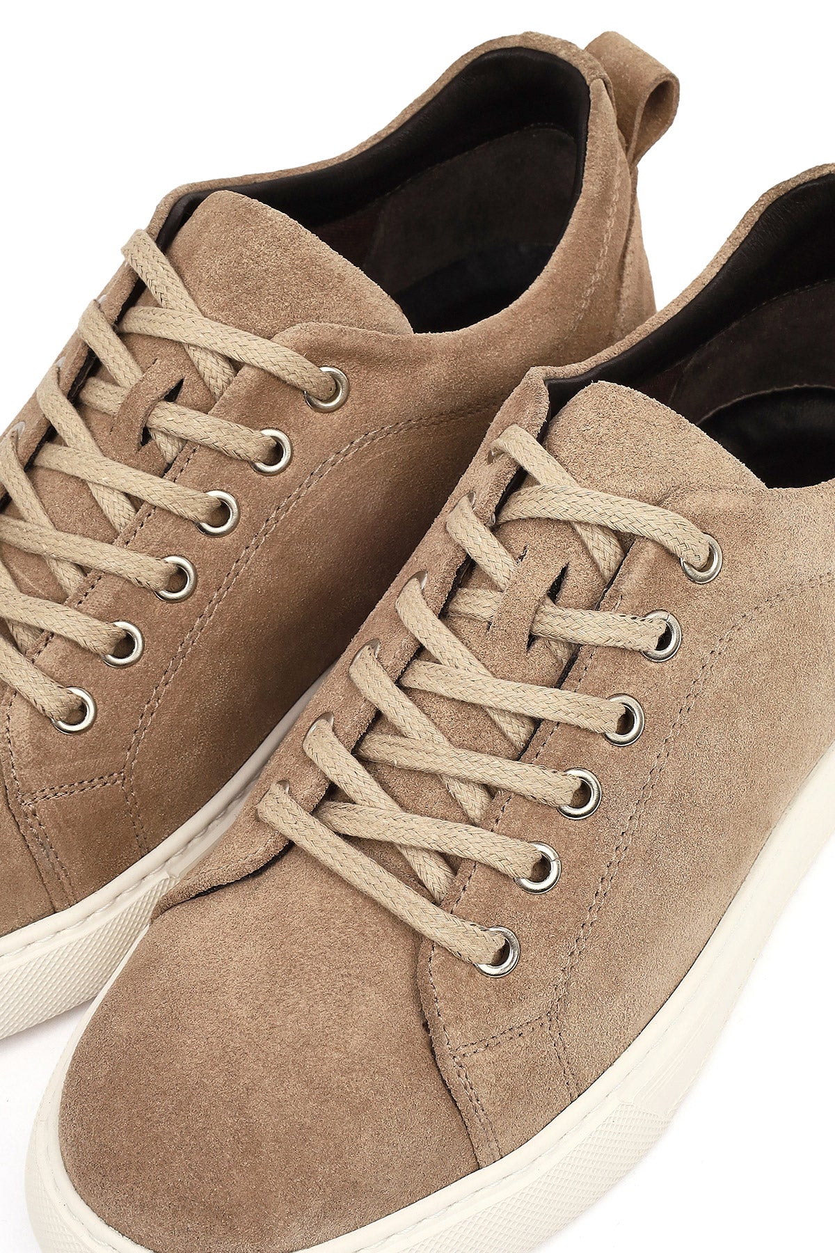 Erkek Vizon Bağcıklı Kalın Tabanlı Süet Deri Casual Sneaker - Image 10
