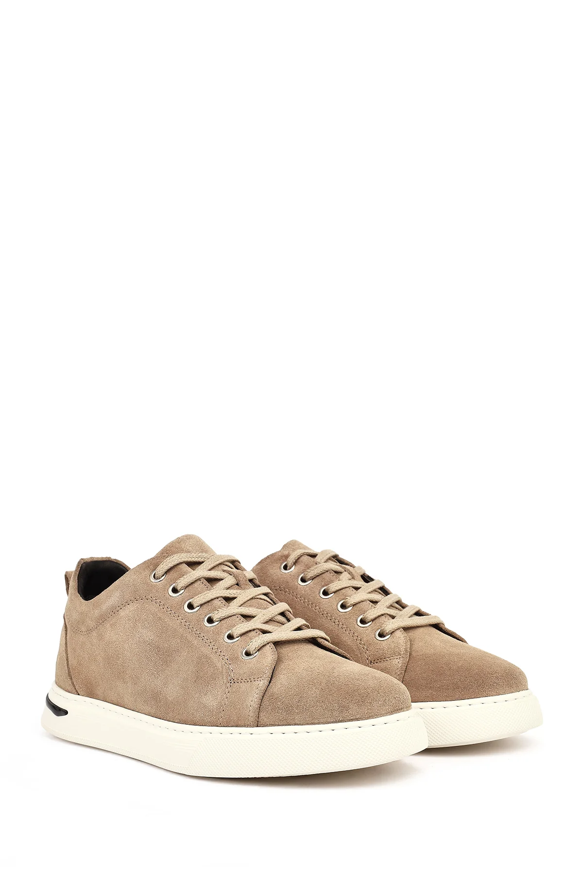 Erkek Vizon Bağcıklı Kalın Tabanlı Süet Deri Casual Sneaker - Image 2