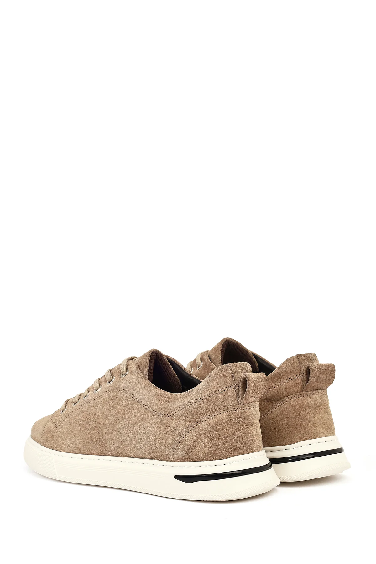 Erkek Vizon Bağcıklı Kalın Tabanlı Süet Deri Casual Sneaker - Image 6
