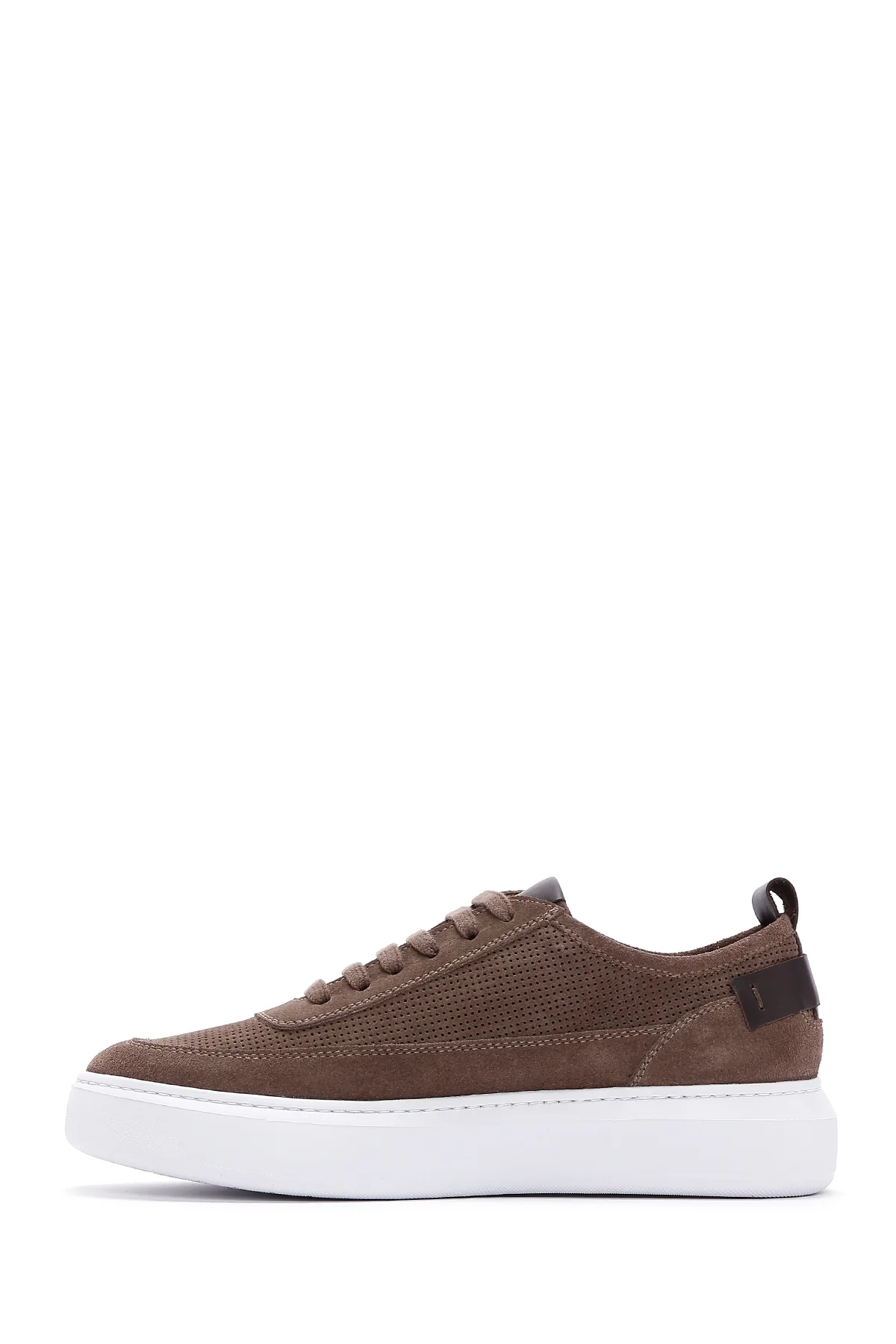 Erkek Vizon Bağcıklı Kalın Tabanlı Süet Deri Sneaker - Image 2