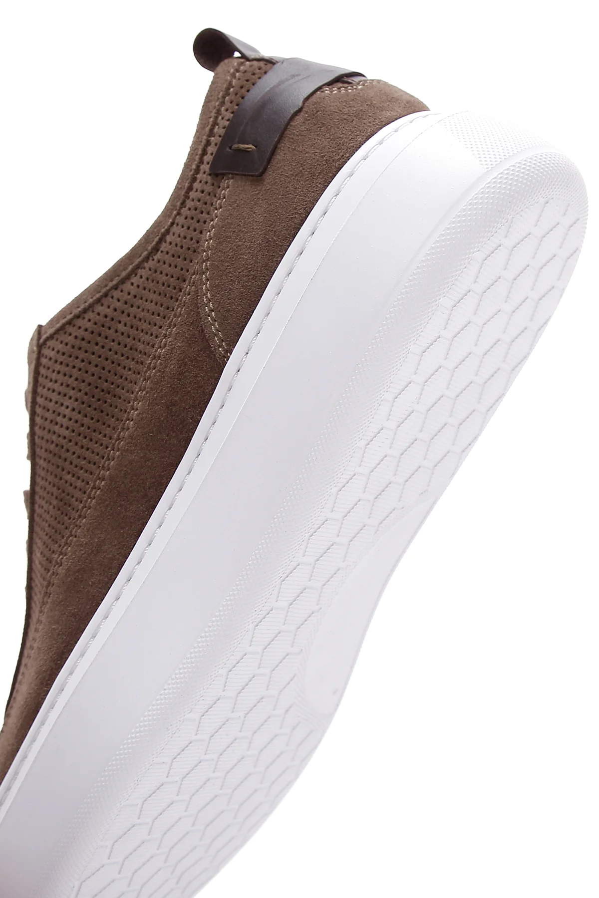 Erkek Vizon Bağcıklı Kalın Tabanlı Süet Deri Sneaker - Image 8