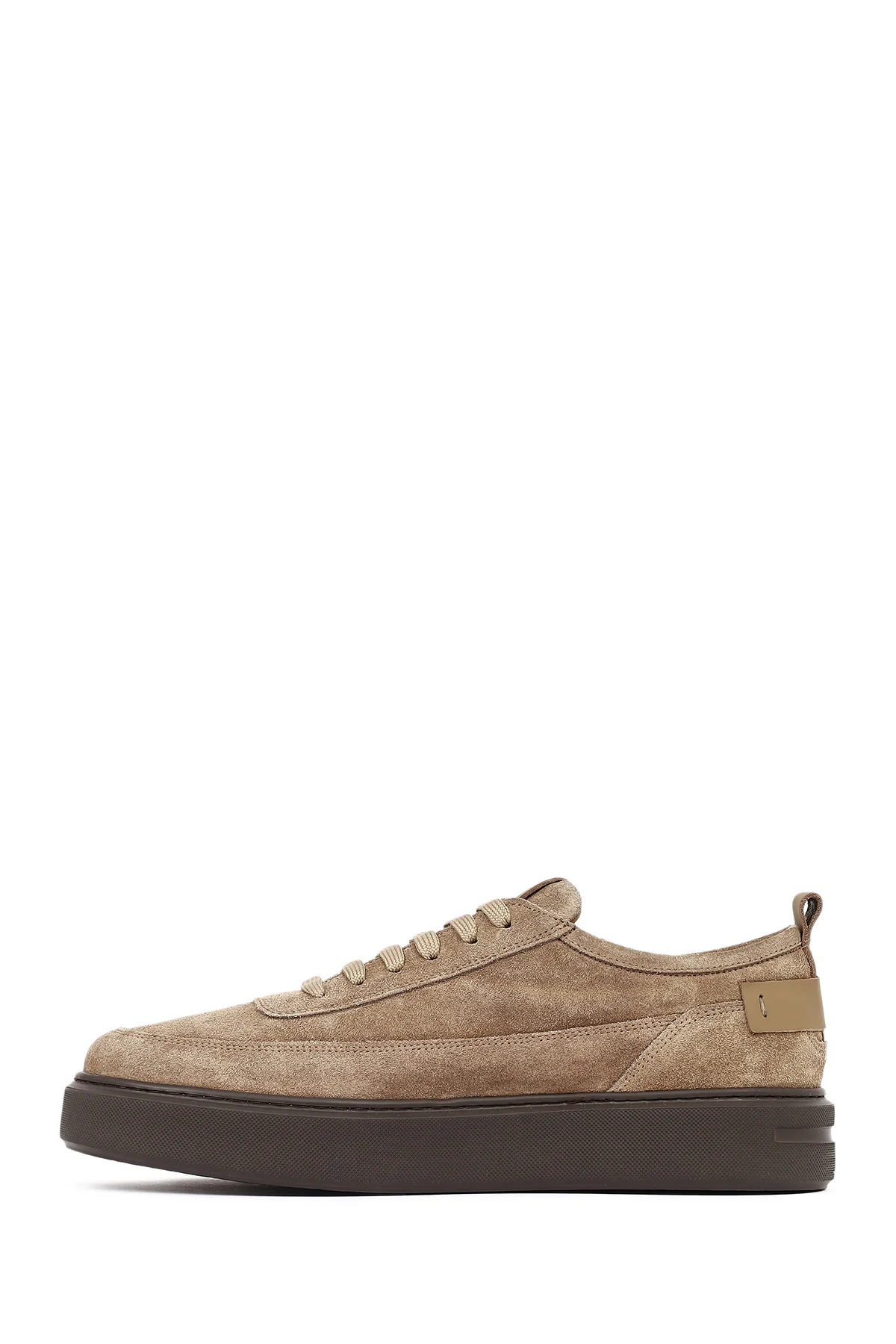 Erkek Vizon Bağcıklı Kalın Tabanlı Süet Deri Sneaker - Image 3