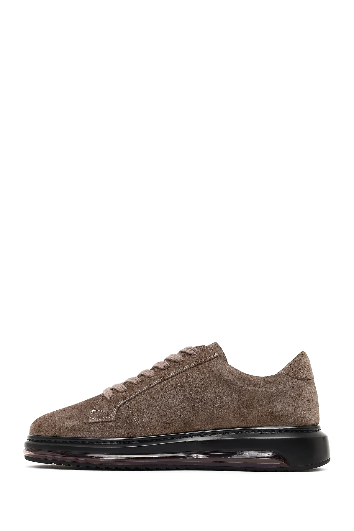 Erkek Vizon Bağcıklı Kalın Tabanlı Süet Deri Sneaker - Image 2