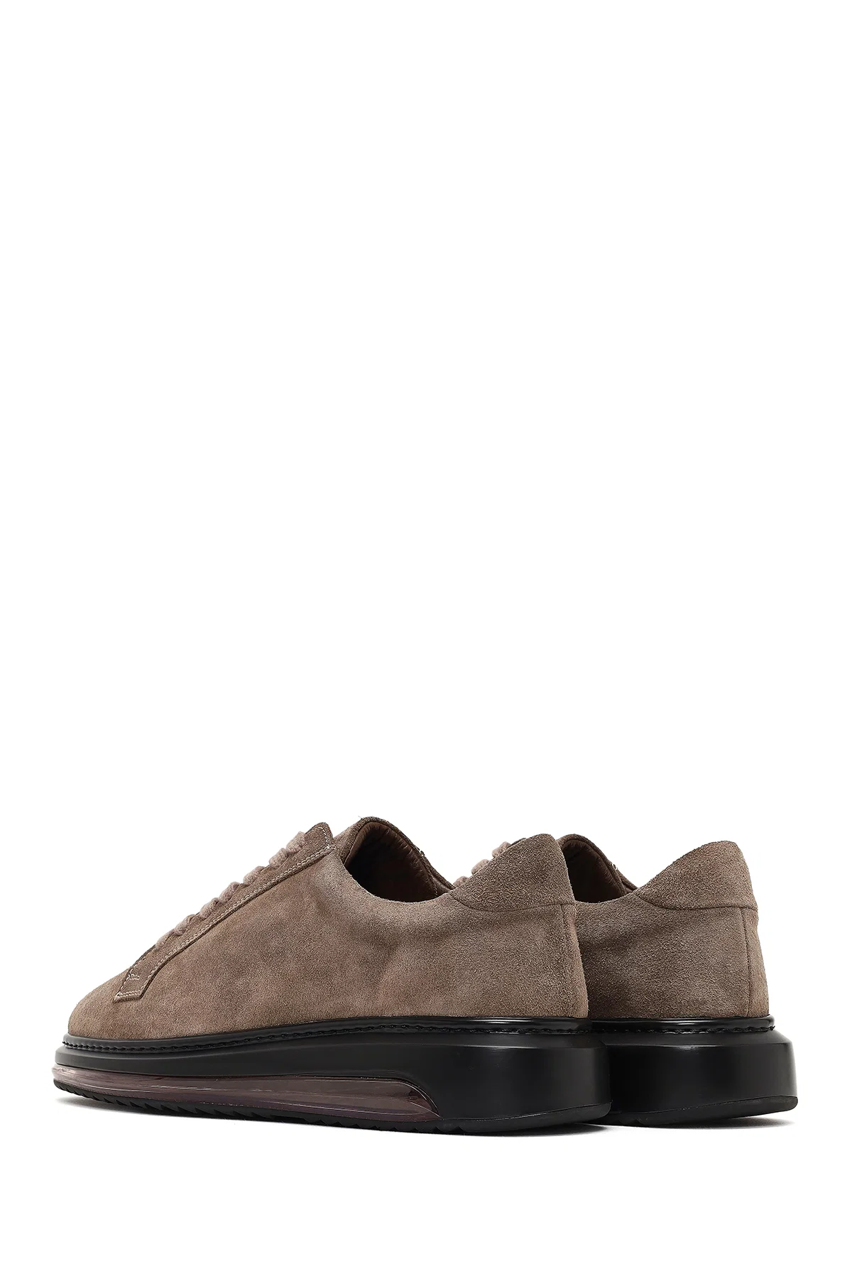 Erkek Vizon Bağcıklı Kalın Tabanlı Süet Deri Sneaker - Image 5