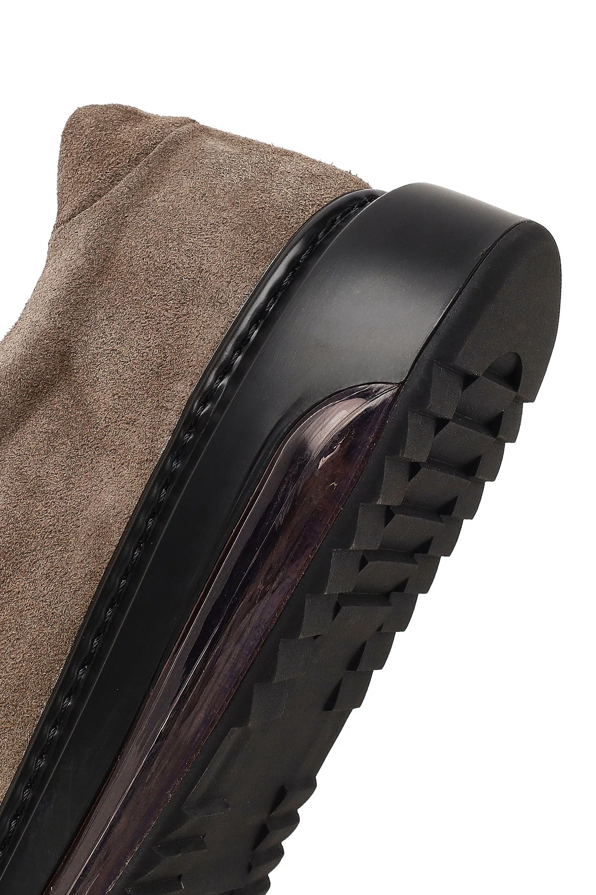 Erkek Vizon Bağcıklı Kalın Tabanlı Süet Deri Sneaker - Image 8