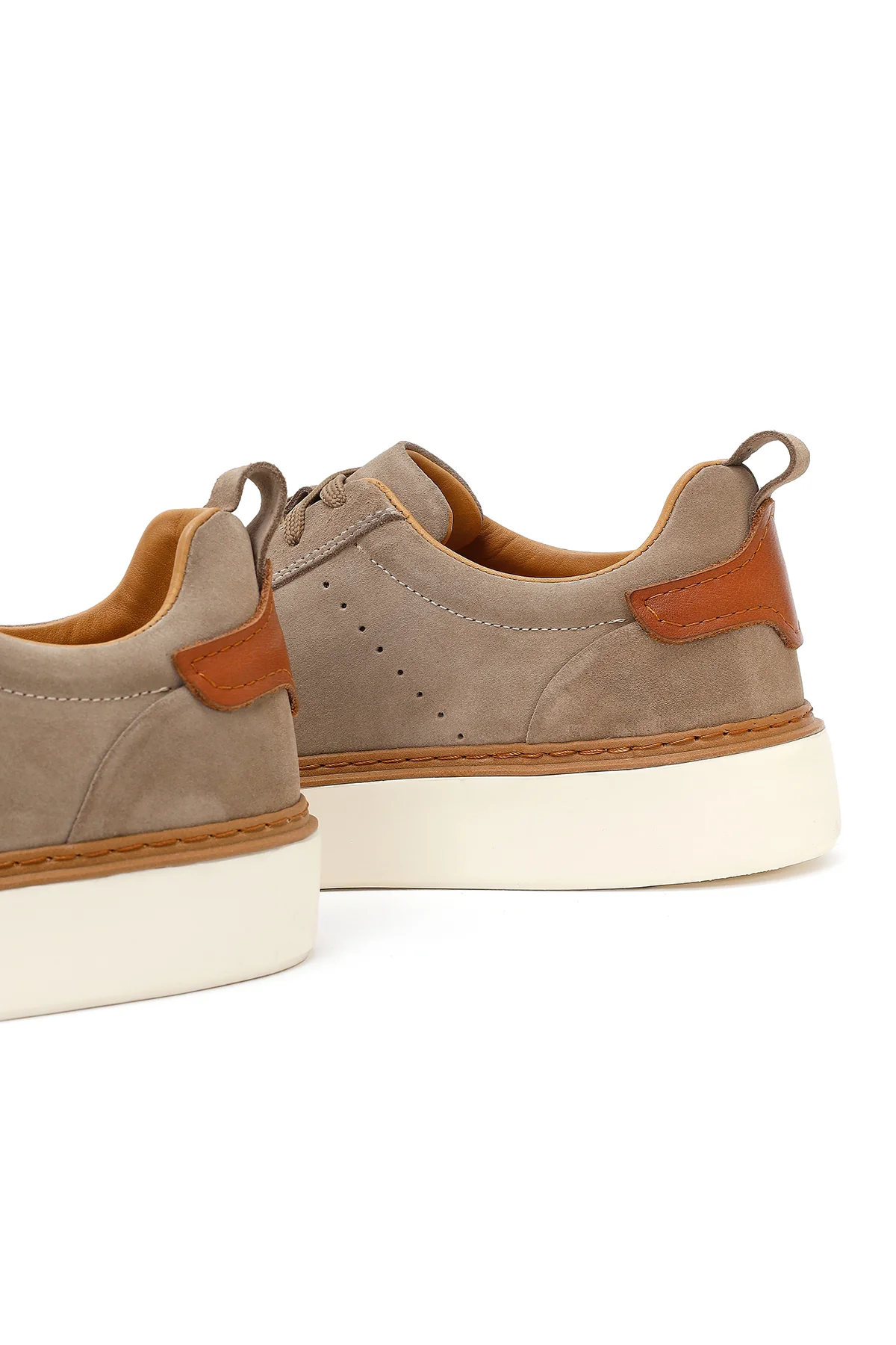 Erkek Vizon Bağcıklı Kalın Tabanlı Süet Deri Sneaker - Image 10