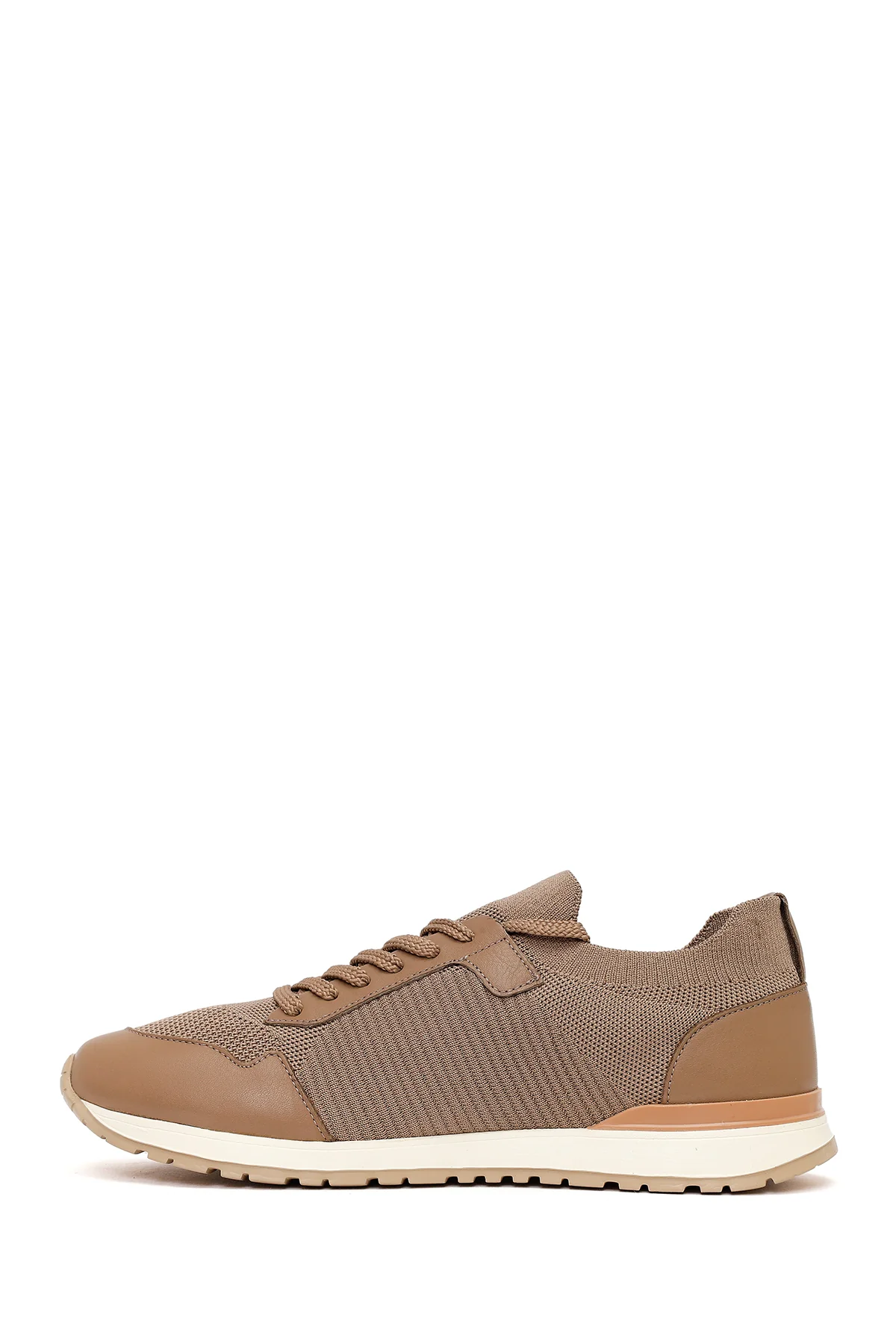Erkek Vizon Bağcıklı Kumaş Sneaker - Image 3