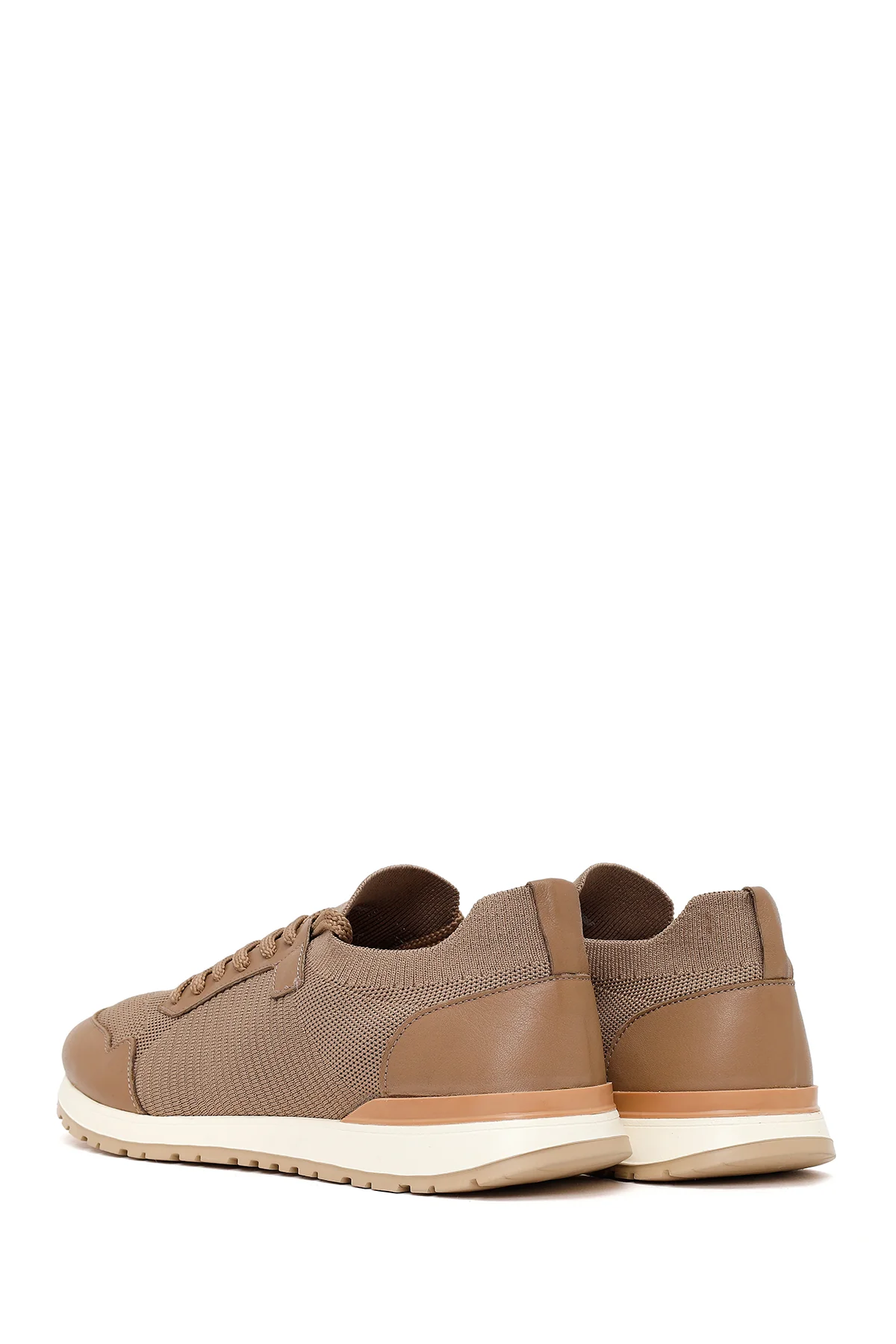 Erkek Vizon Bağcıklı Kumaş Sneaker - Image 6