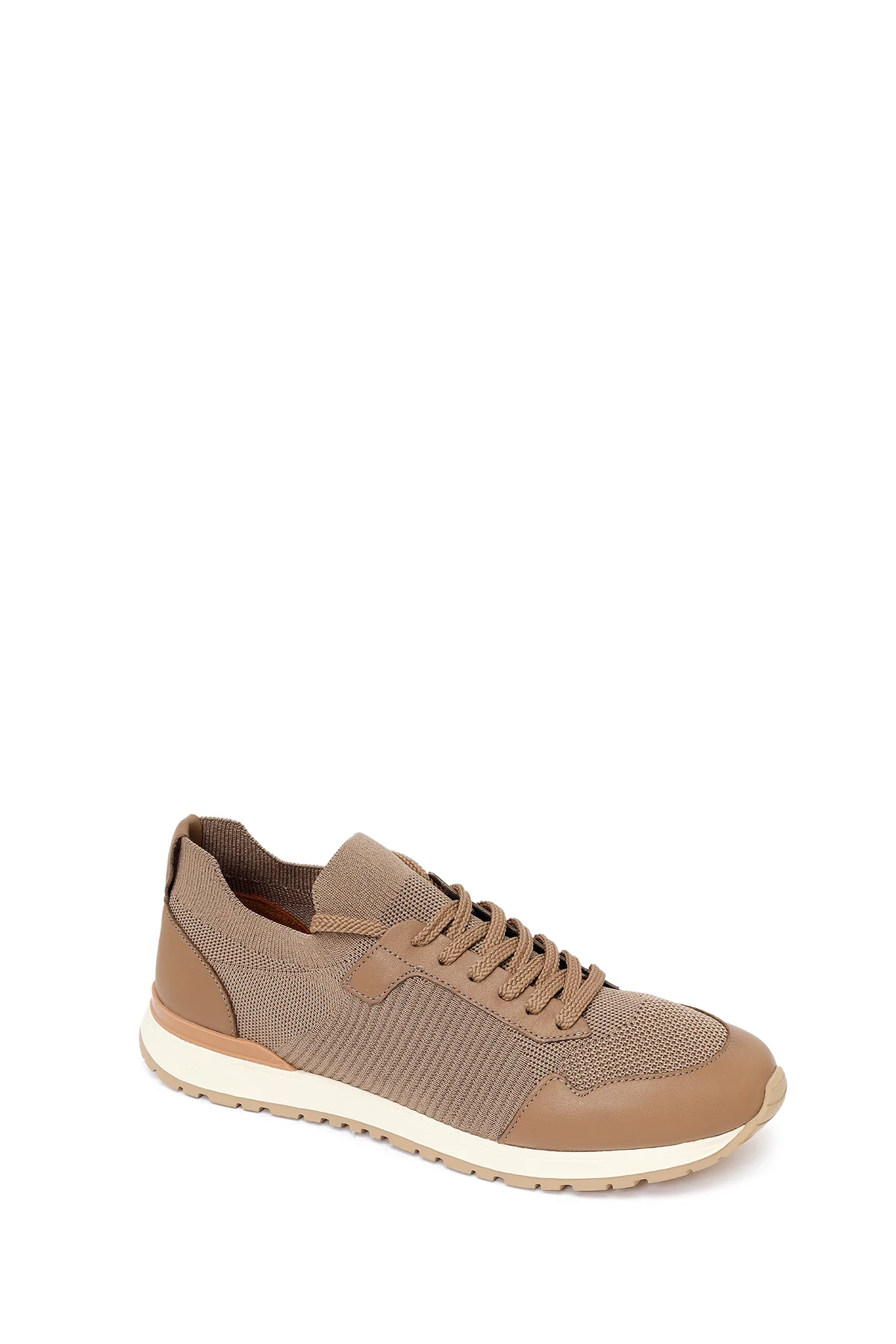 Erkek Vizon Bağcıklı Kumaş Sneaker - Image 7