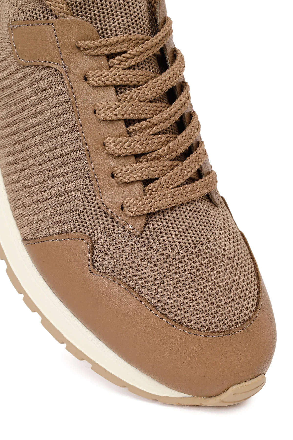 Erkek Vizon Bağcıklı Kumaş Sneaker - Image 9
