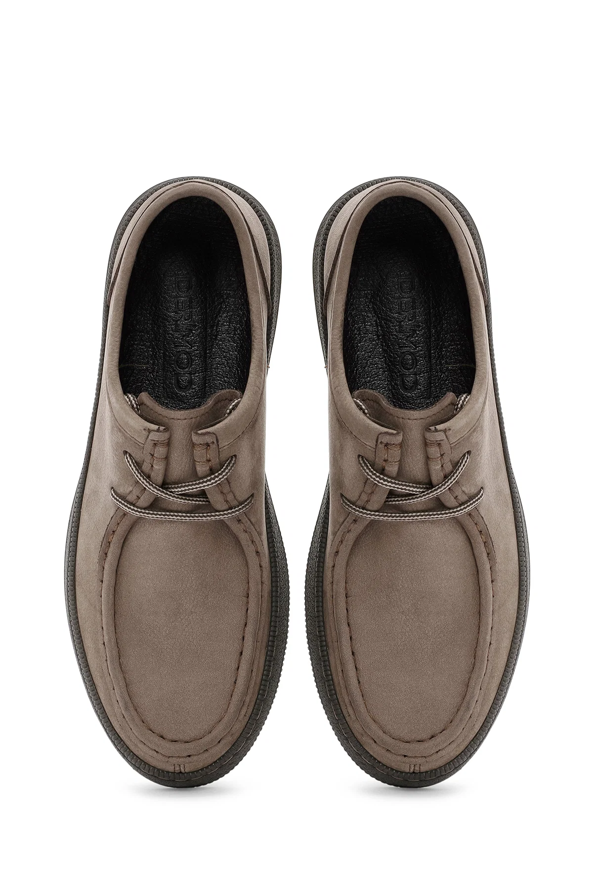 Erkek Vizon Bağcıklı Nubuk Deri Casual Ayakkabı - Image 7