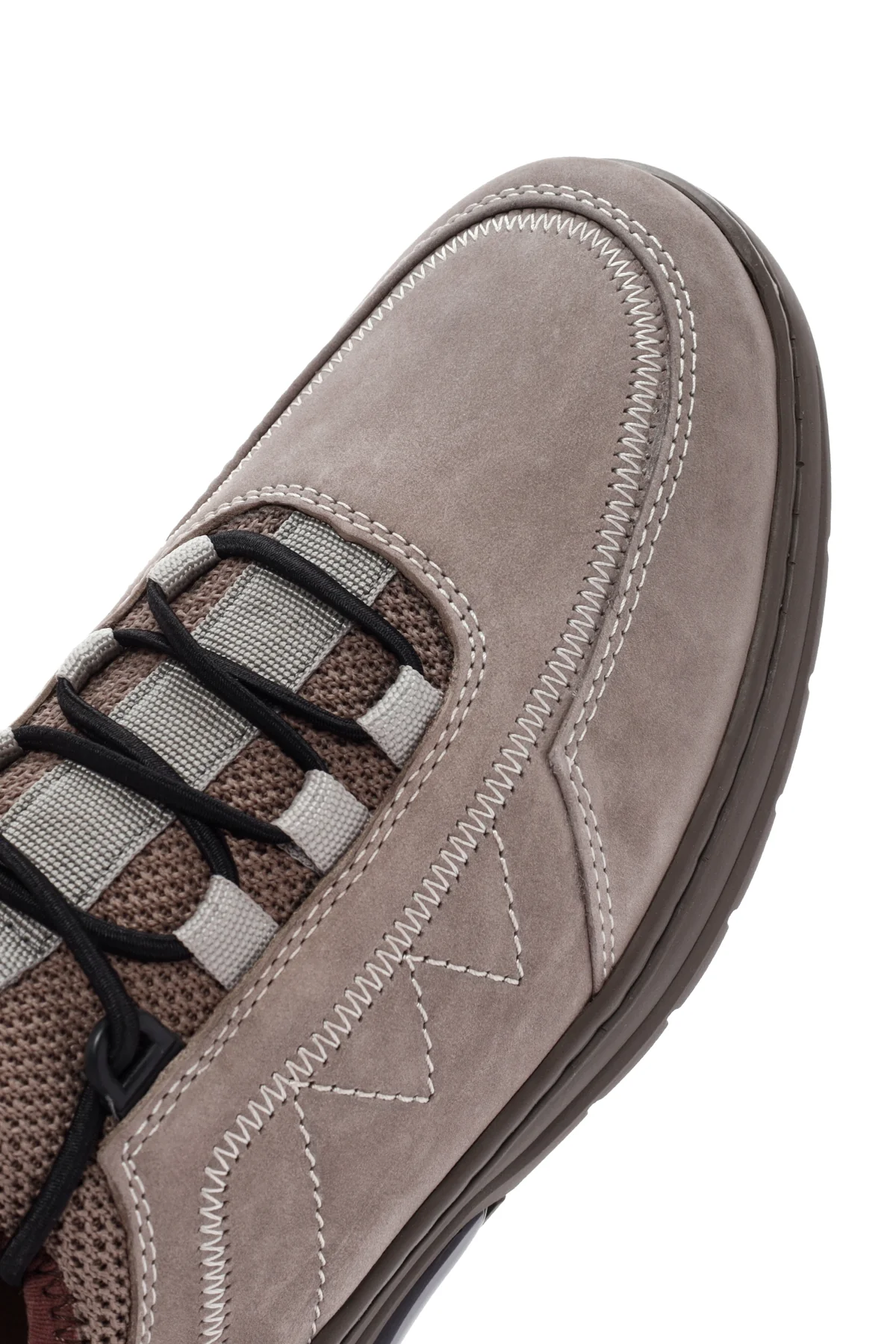 Erkek Vizon Bağcıklı Nubuk Deri Casual Sneaker - Image 11