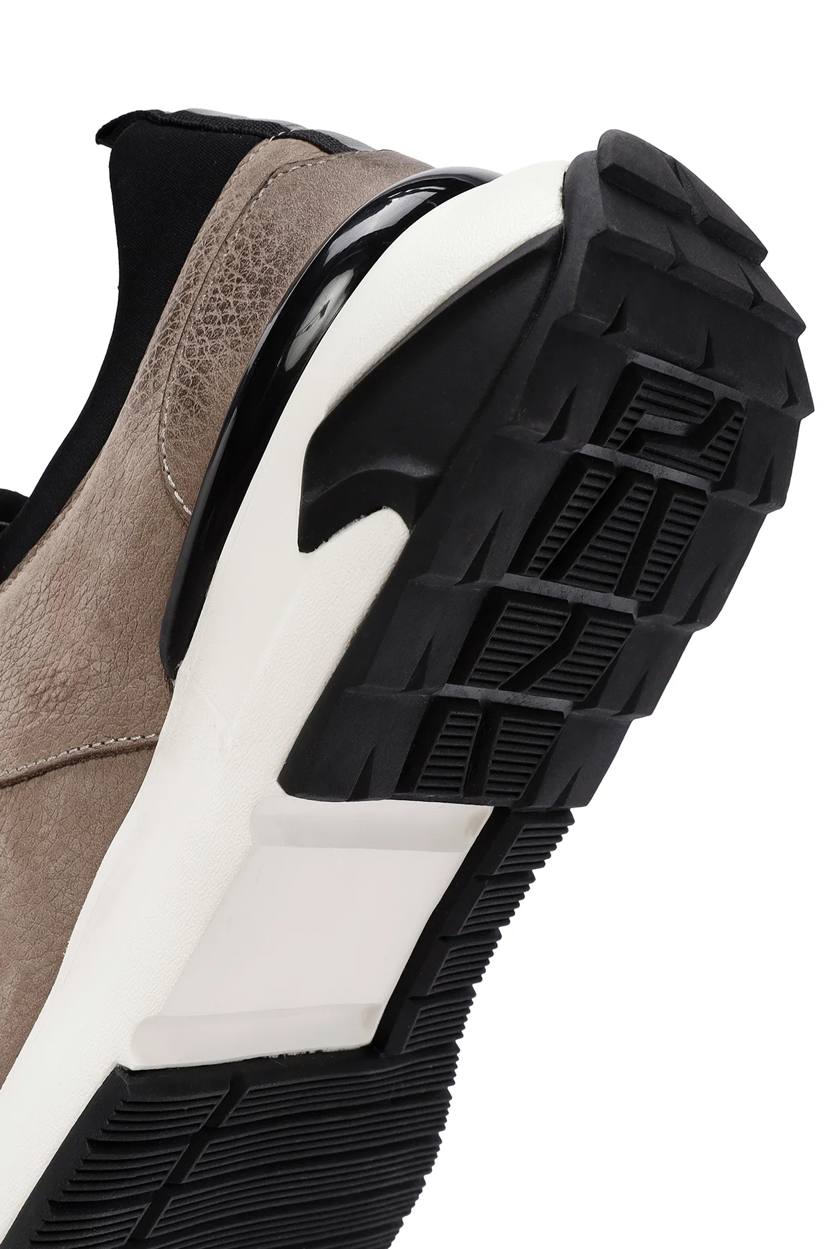 Erkek Vizon Bağcıklı Nubuk Deri Casual Sneaker - Image 8