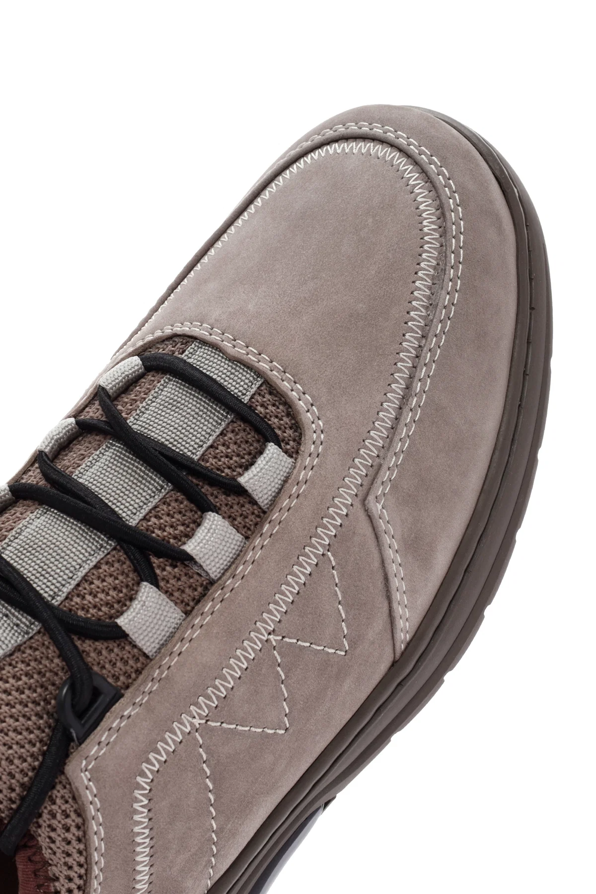 Erkek Vizon Bağcıklı Nubuk Deri Casual Sneaker - Image 11