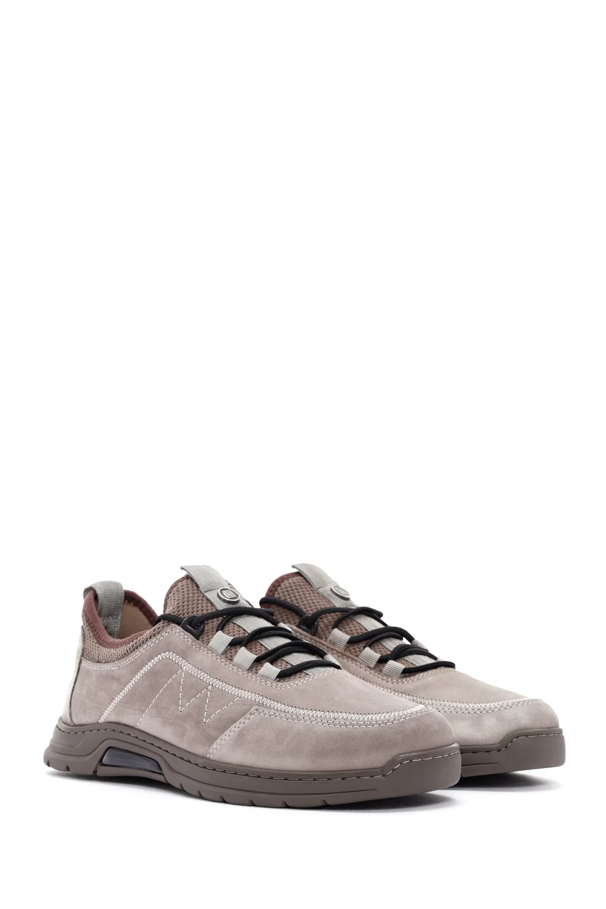 Erkek Vizon Bağcıklı Nubuk Deri Casual Sneaker - Image 3