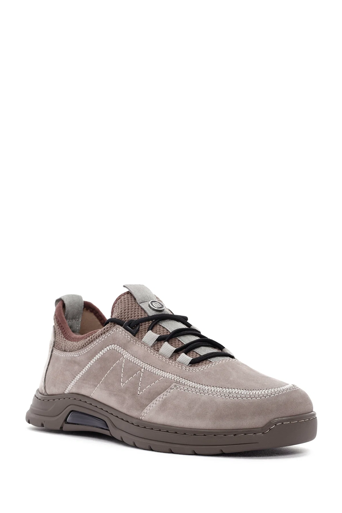 Erkek Vizon Bağcıklı Nubuk Deri Casual Sneaker - Image 6