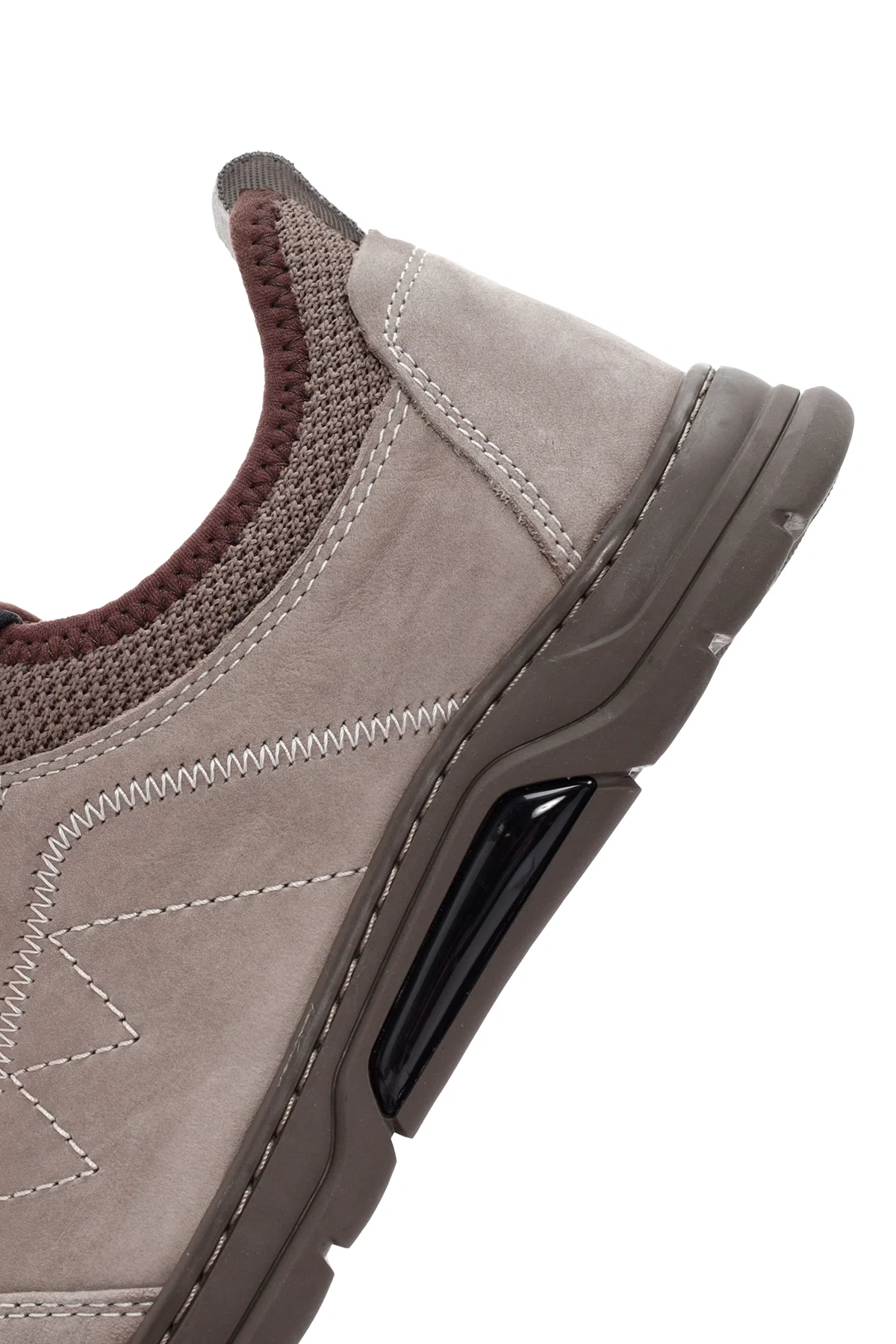 Erkek Vizon Bağcıklı Nubuk Deri Casual Sneaker - Image 8